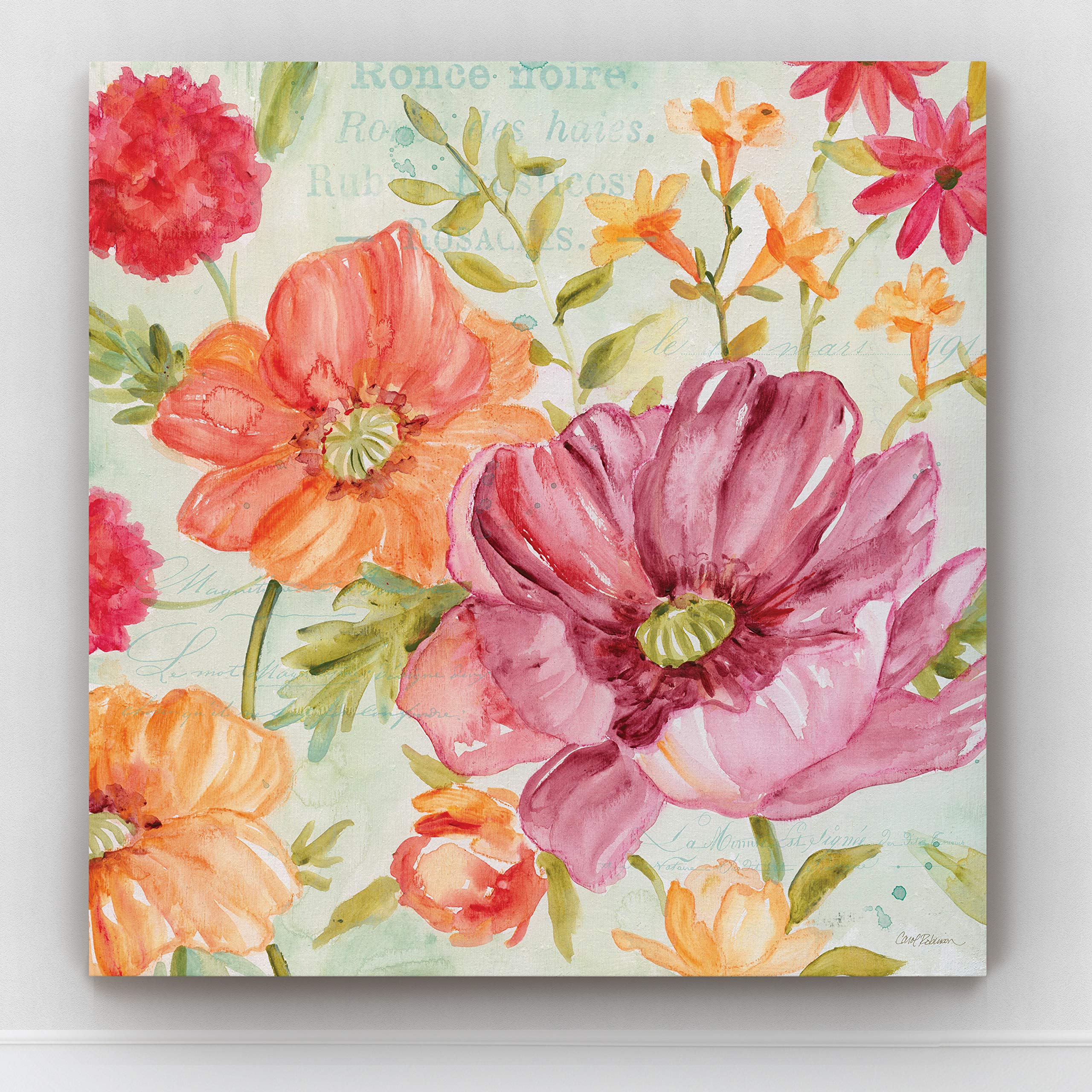 Pink & Orange Floral Canvas Wall Art - 16