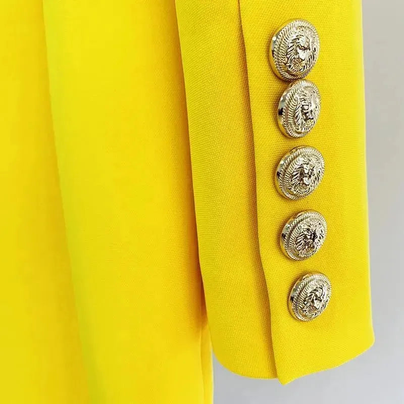 Elegant Yellow Tuxedo Blazer Dress for Women - Formal Evening Gown & Prom Party Outfit - Perfect for Weddings, Cocktail Parties & Special Occasions