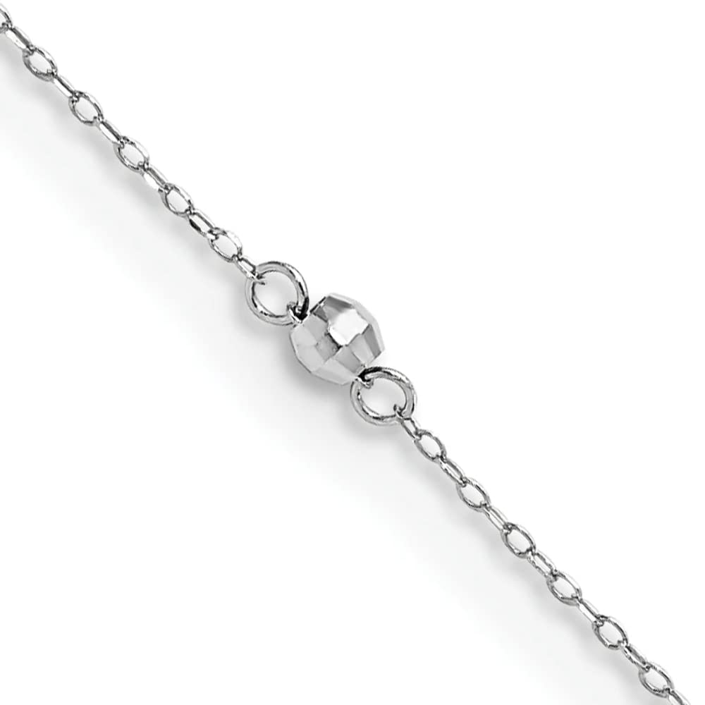 14K White Gold Mirror Beaded Anklet Bracelet for Women - Elegant Adjustable Ankle Chain Jewelry for Beach, Party & Everyday Wear