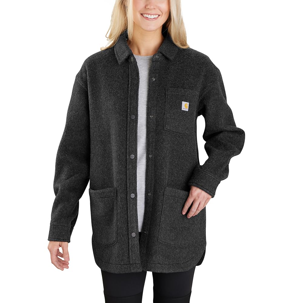 Carhartt Women's Loose Fit Fleece Shirt Jacket - Warm Winter Workwear for Outdoor Activities, Hiking & Casual Wear | Durable & Comfortable Fleece Lining