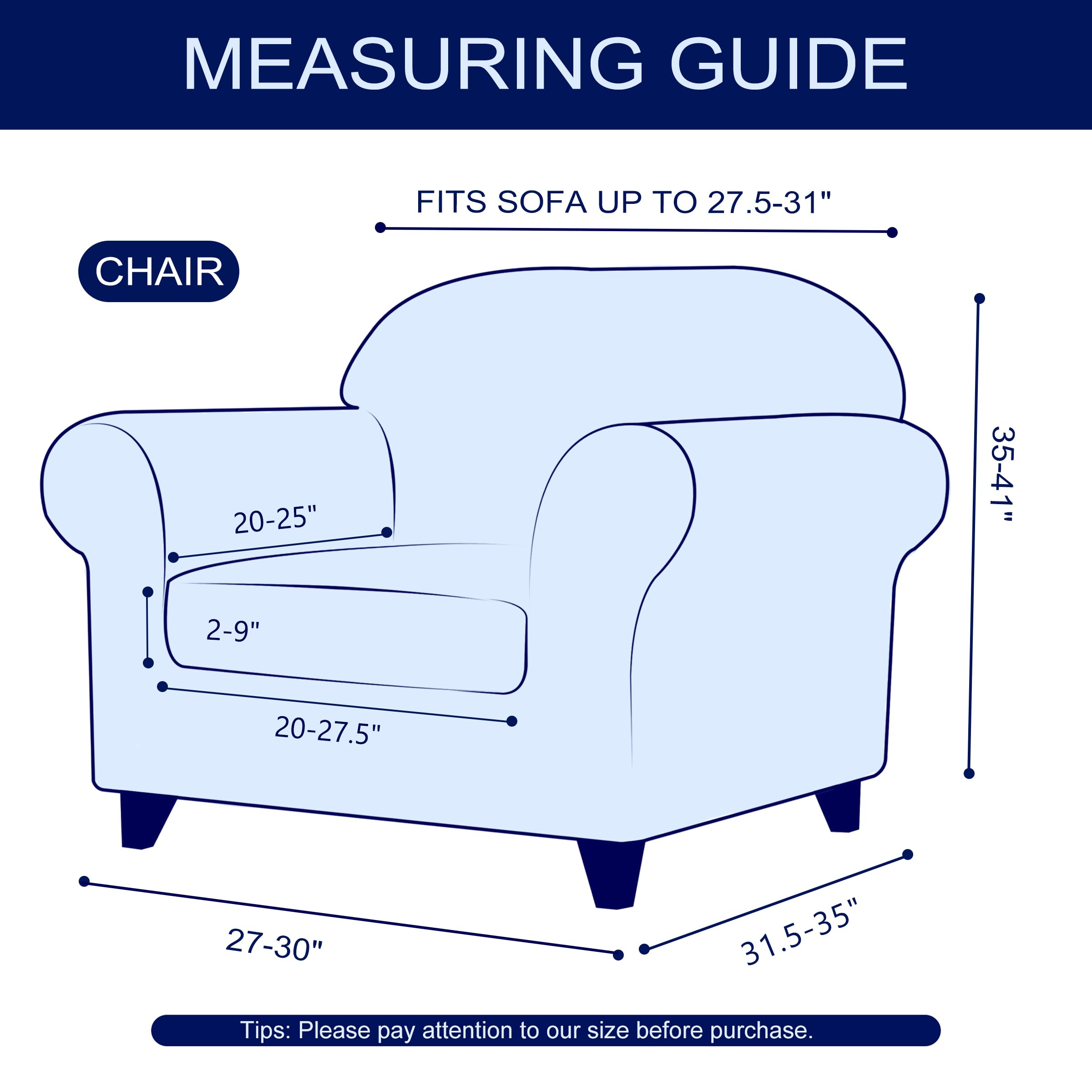 SUBRTEX Stretch Armchair Sofa Slipcover - Washable 1-Piece Cover for 1-Cushion Couch & Single Seater Chairs, Khaki Small - Perfect for Living Room, Office & Dorm Furniture Protection
