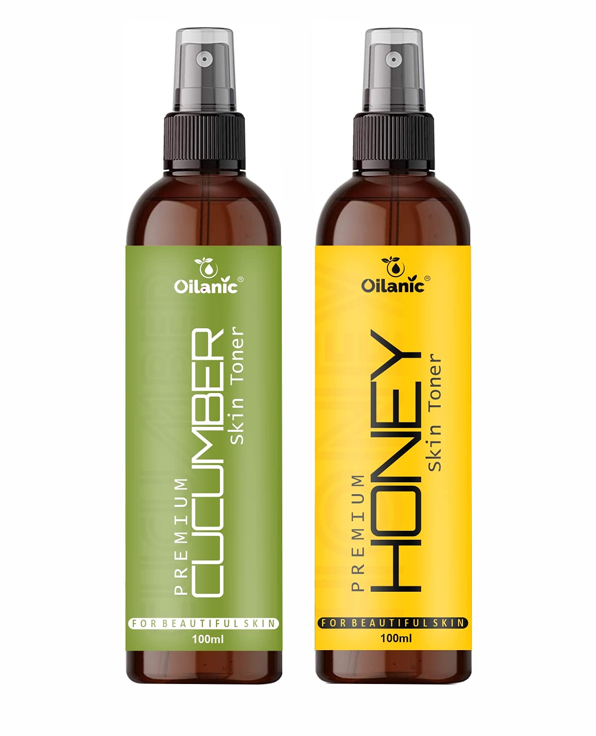 Oilanic Premium Cucumber & Honey Facial Toner for Men & Women - Hydrating & Soothing Skin Care (2 x 100ml/3.4oz) - Perfect for Daily Skincare Routine & Post-Shave Treatment