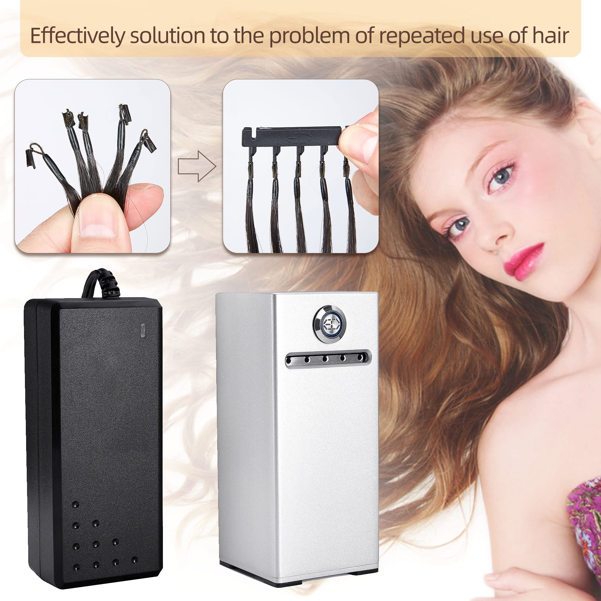 6D Hair Installation Machine - 2nd Gen Quick Change Hair Piece for Effortless Styling | Reusable Alloy Hair Bundles (5-Pack) | Perfect for Daily Wear, Parties & Special Events