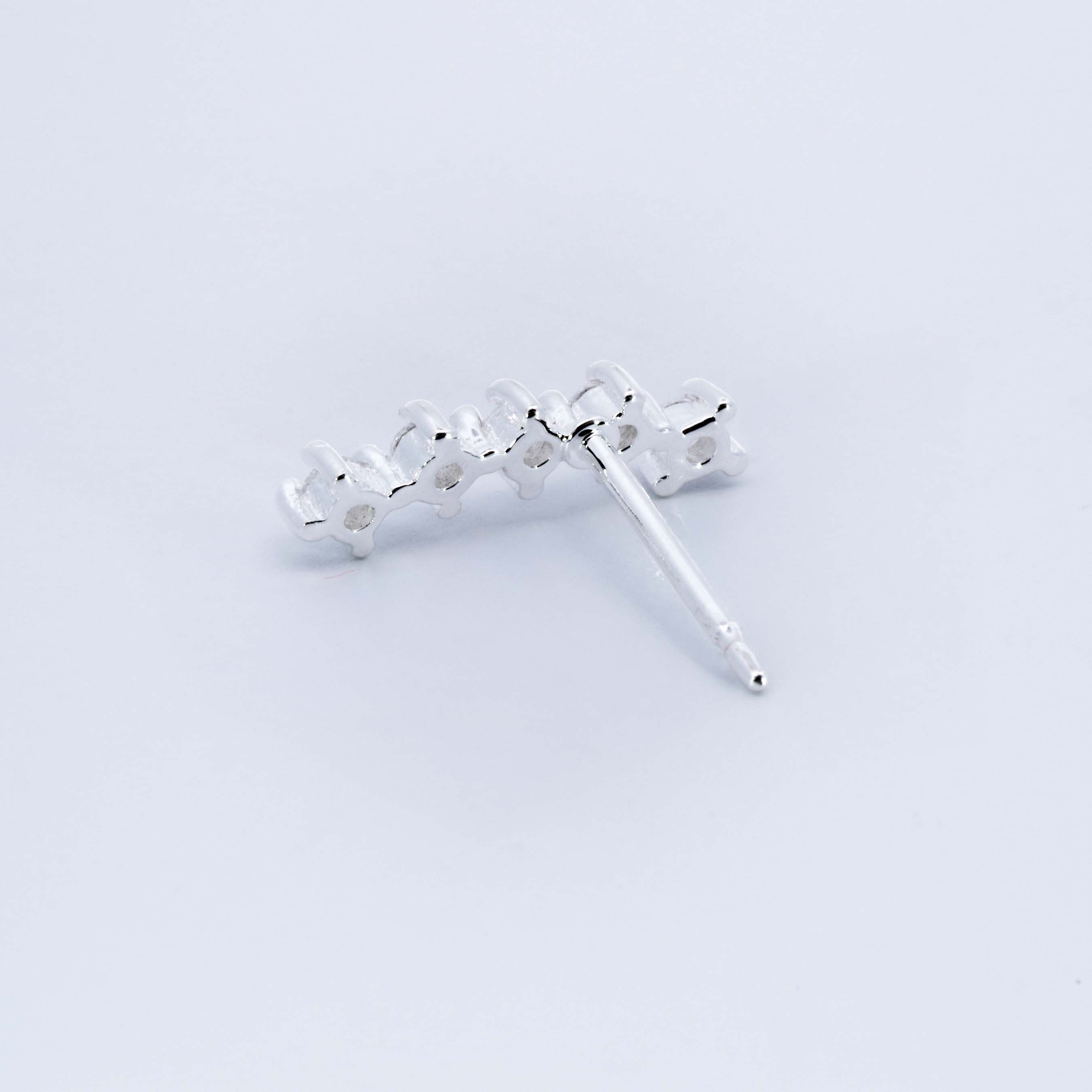 Elegant Curved 5 CZ Stud Earrings for Women - Perfect for Parties, Weddings & Everyday Wear