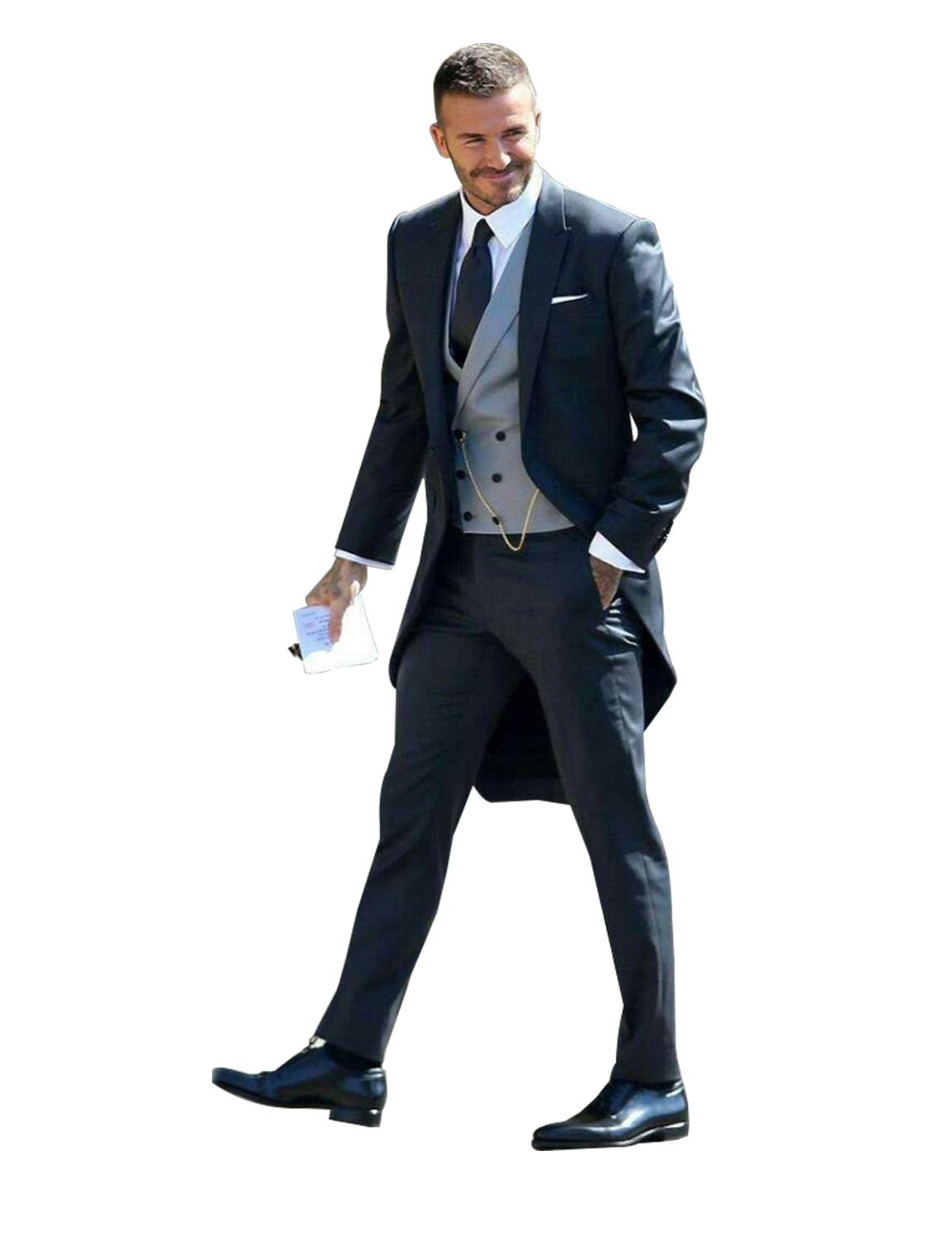 Elegant Men's 3-Piece Tailcoat Suit Set - Formal Jacket, Vest & Dress Pants for Weddings, Prom & Black Tie Events
