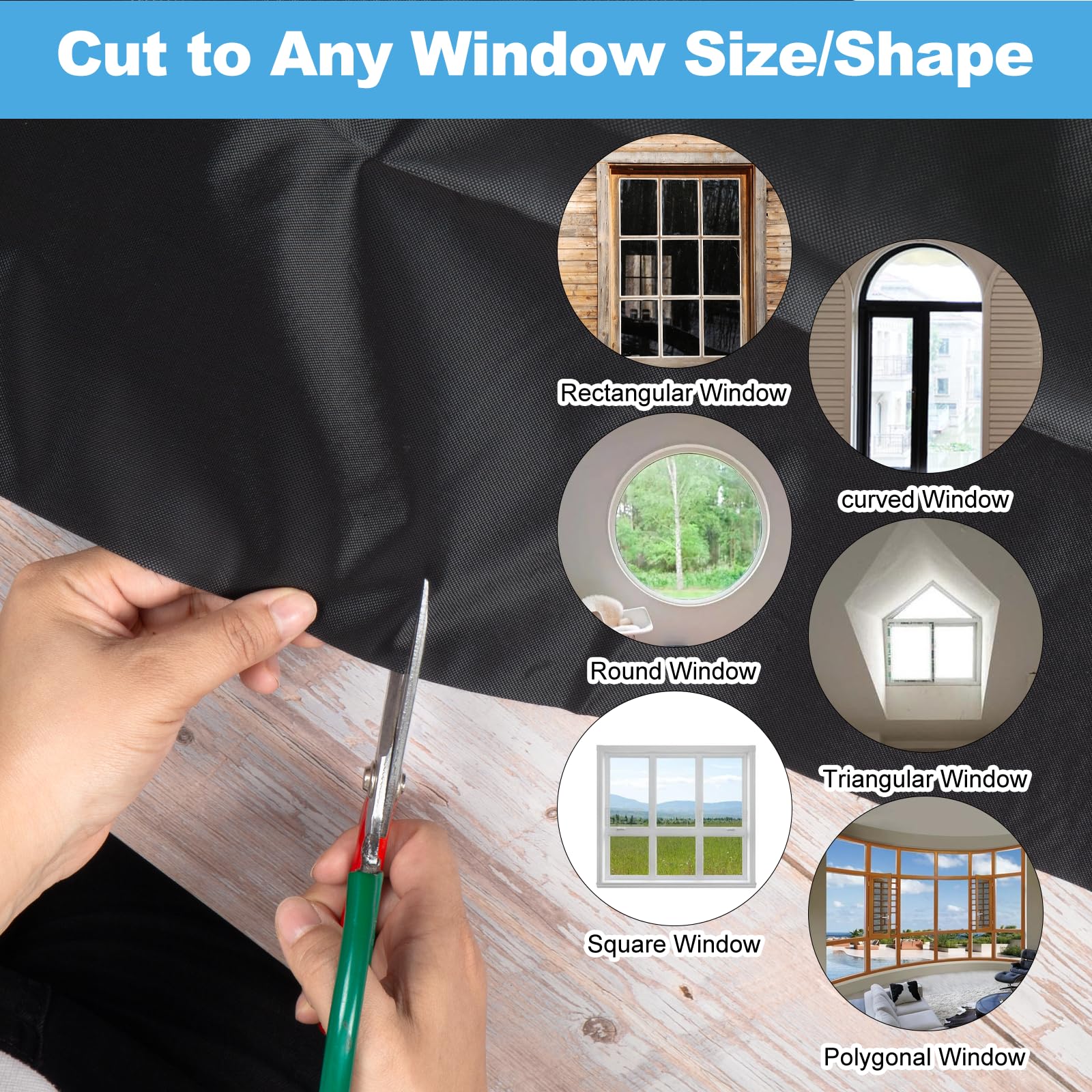 Blackout Curtains 300x145cm - 100% Light Blocking Window Shades for Bedroom, Nursery, RV & Travel | Portable No-Drill Blackout Film, Cut-to-Size Stick-On Window Coverings | Perfect for Hotels, Dorm Rooms, Shift Workers & Light-Sensitive Sleepers