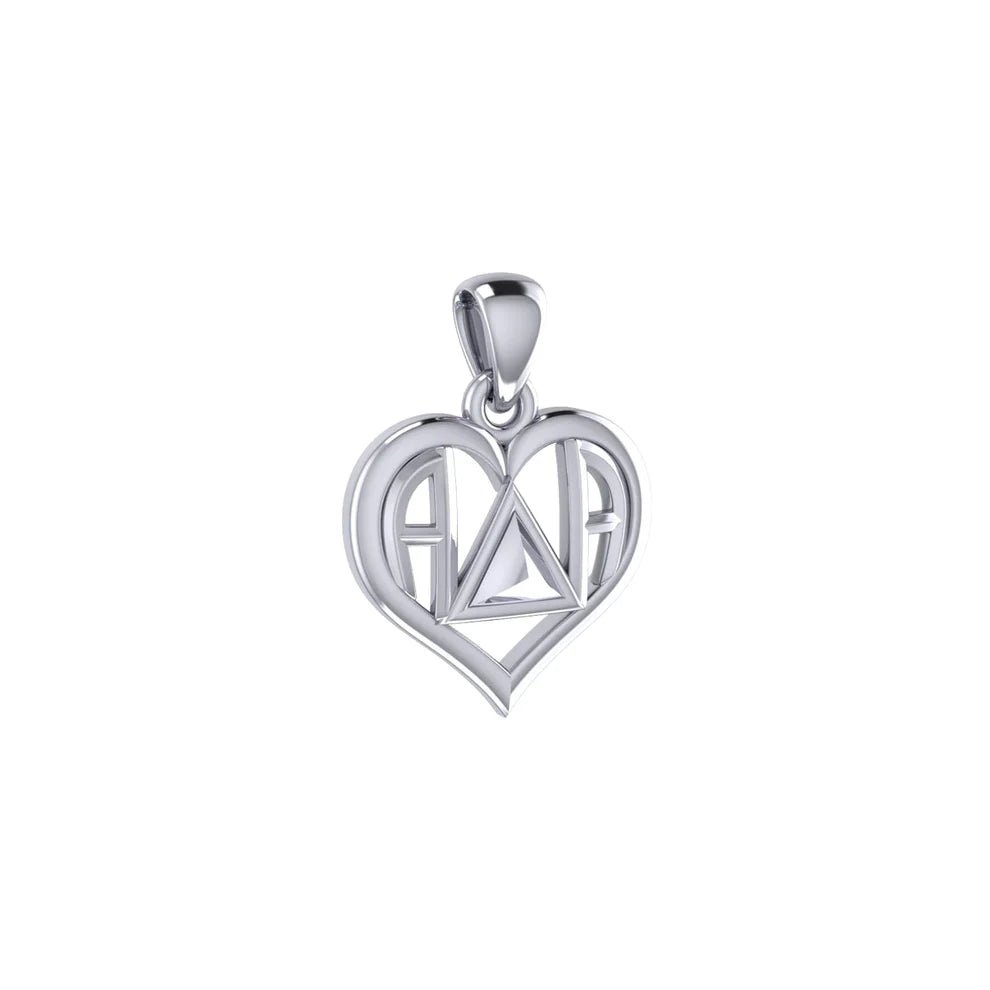 Heart & Recovery Symbol Sterling Silver Pendant - AA or NA Sobriety Jewelry TPD6350 TPD6349 | Perfect for 12-Step Meetings, Recovery Milestones & Addiction Awareness Gifts