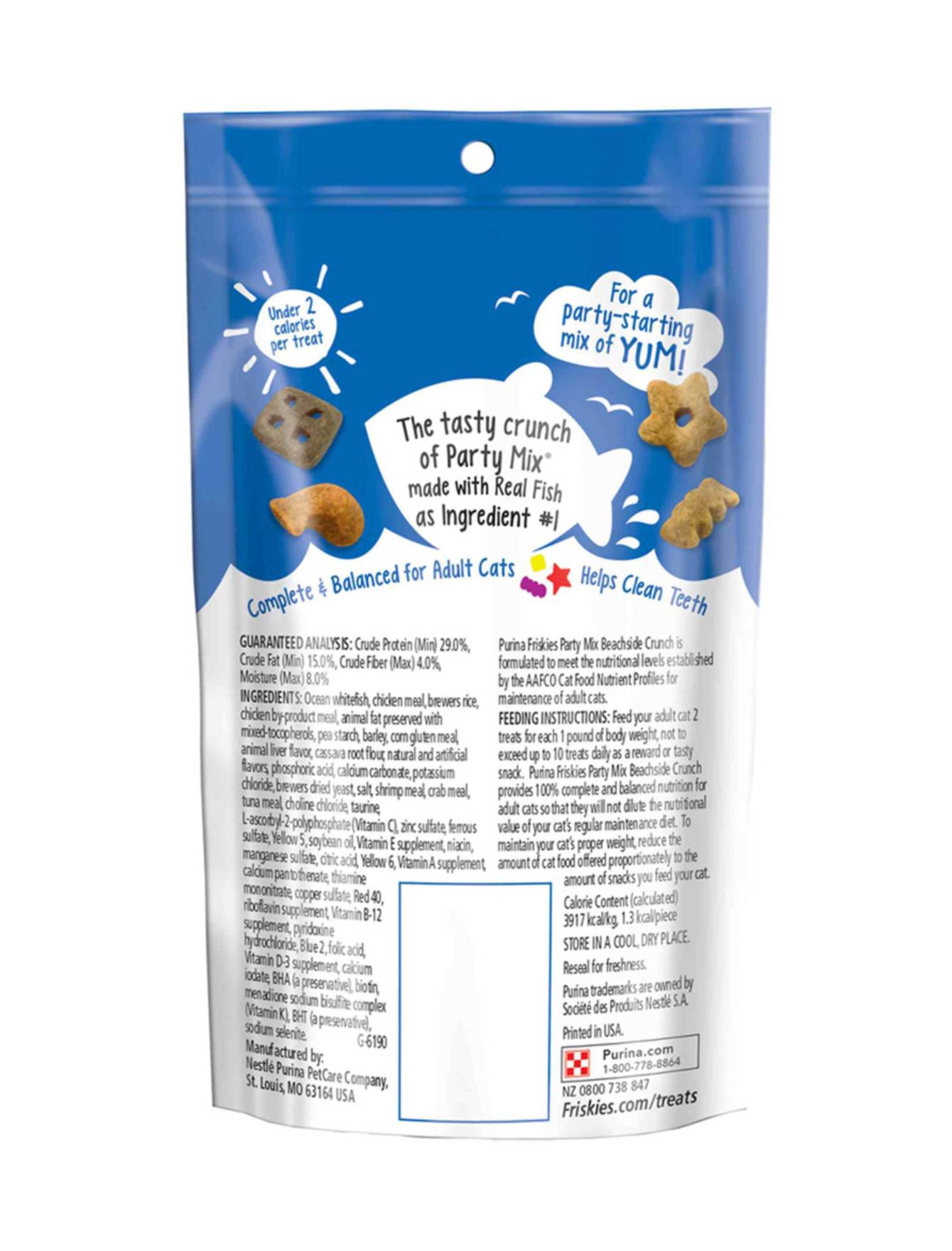 Friskies Party Mix Beachside Crunch Cat Treats 60g - Delicious Crunchy Snacks for Cats - Perfect for Training, Rewards & Playtime at Home or Travel