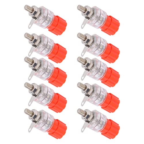 24A Banana Plug Socket - High Current Speaker Binding Post with Copper Screw & Transparent Cover for Industrial Equipment & Welding Machinery (Red) - Perfect for Audio Systems, Power Tools & Heavy Duty Electrical Connections