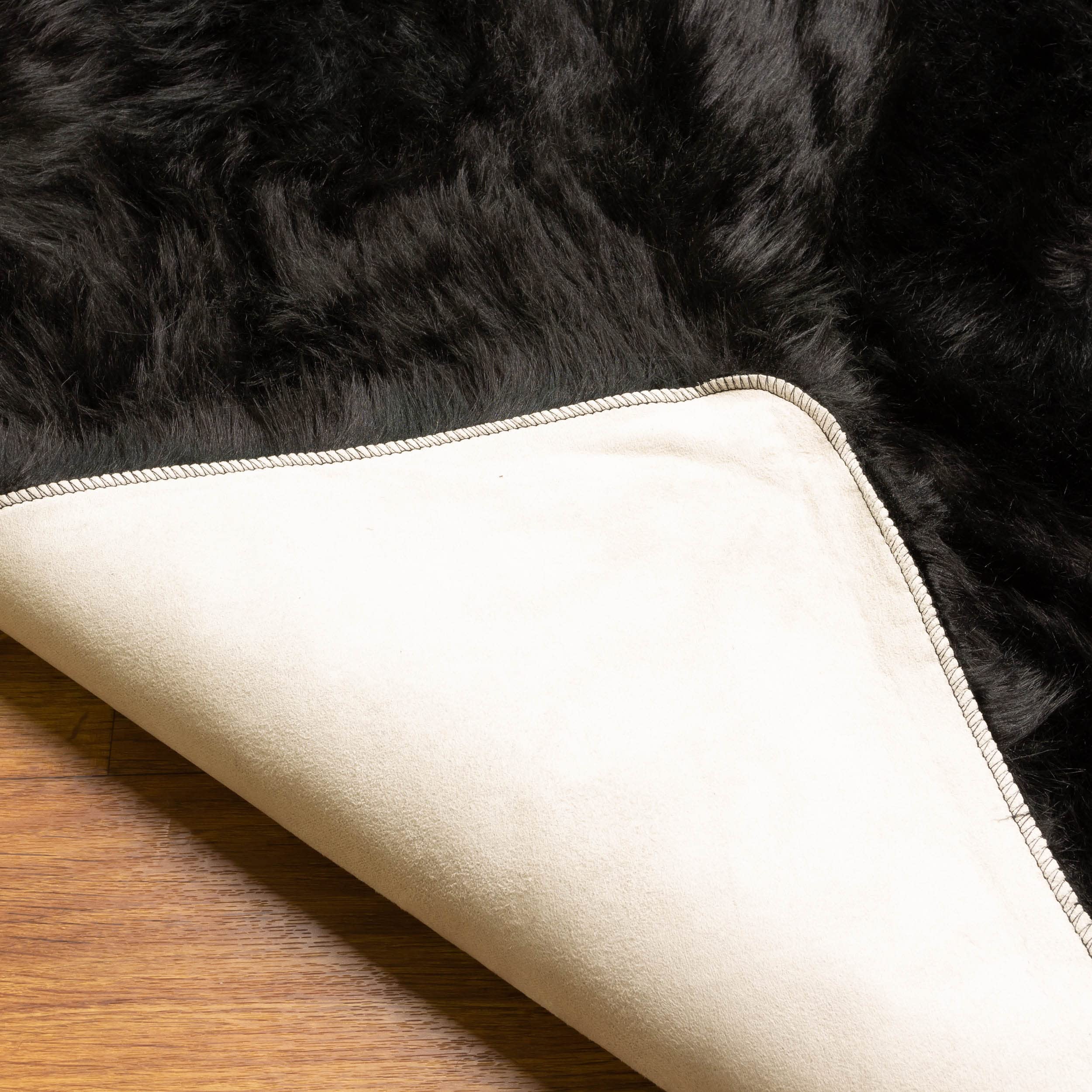 Premium Ultra Soft Fluffy Faux Sheepskin Area Rug - 3x5 Feet Black Shaggy Rug for Bedroom, Living Room, Nursery | Cozy Home Decor & Floor Mat for Cold Weather Comfort