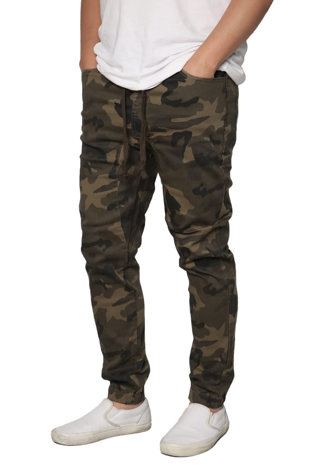 URBANJ Men's Camo Jogger Pants - Comfortable Twill Cargo Pants for Men, Casual Streetwear with Adjustable Waistband - Perfect for Gym, Running, Hiking & Everyday Wear