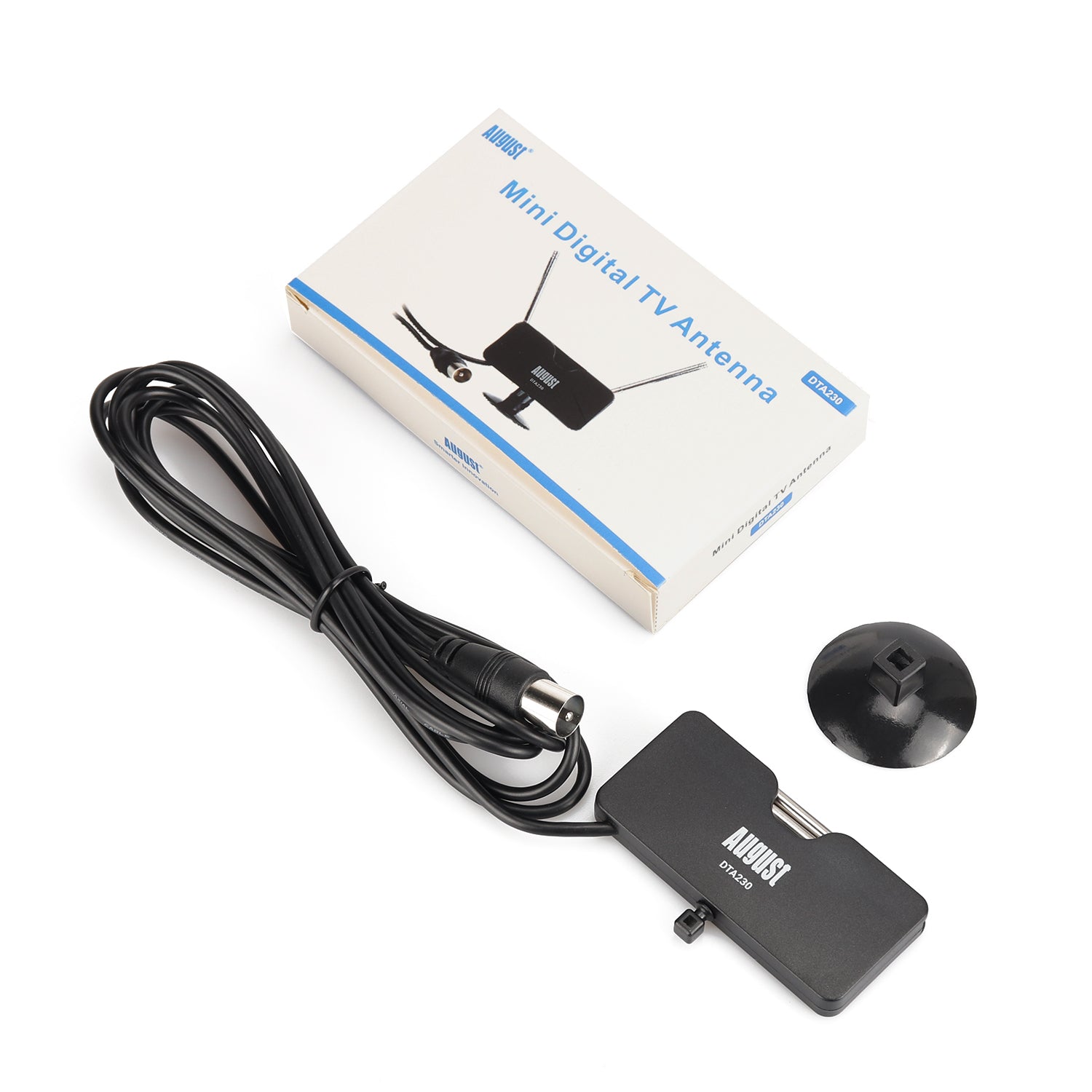 Refurbished August DTA230 Telescopic Window Mount Freeview Digital TV Antenna - Indoor HD Reception for Home, RV & Camping