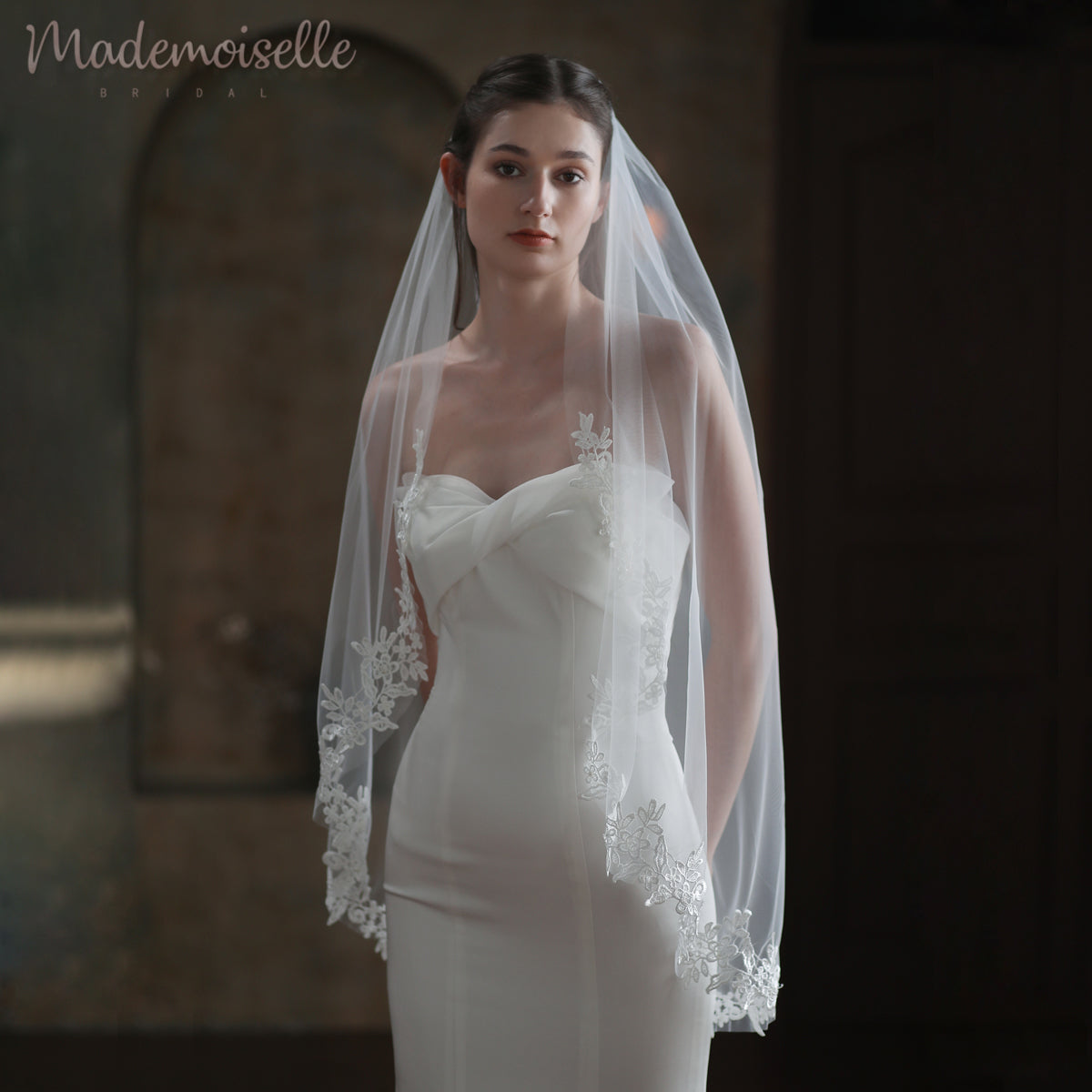 Elodie Veil - Elegant Lace Wedding Veil for Brides | Perfect for Church Ceremonies, Outdoor Weddings & Photo Shoots