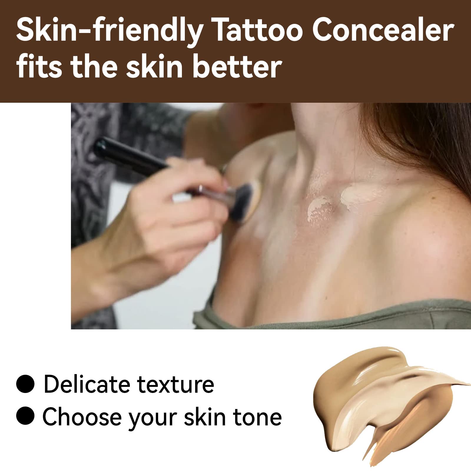 Waterproof Tattoo & Scar Concealer Cream - Full Coverage Makeup for Dark Spots, Birthmarks & Imperfections | Men & Women | Daily Use, Special Events & Professional Makeup