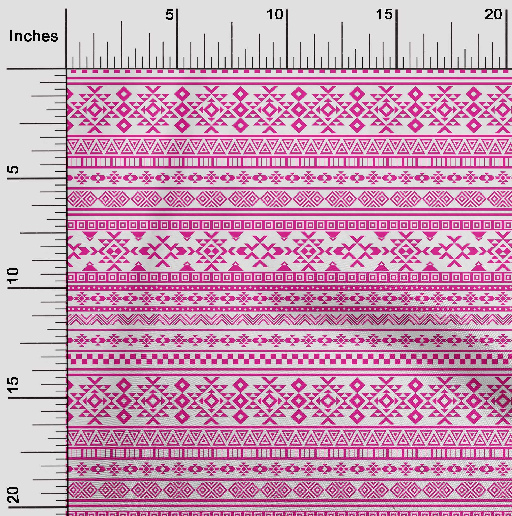 oneOone Cotton Jersey Fuschia Pink Geometric Tribal Print Fabric by The Yard - 58 Inch Wide Soft Stretchy Material for Dresses, Skirts & DIY Fashion Projects