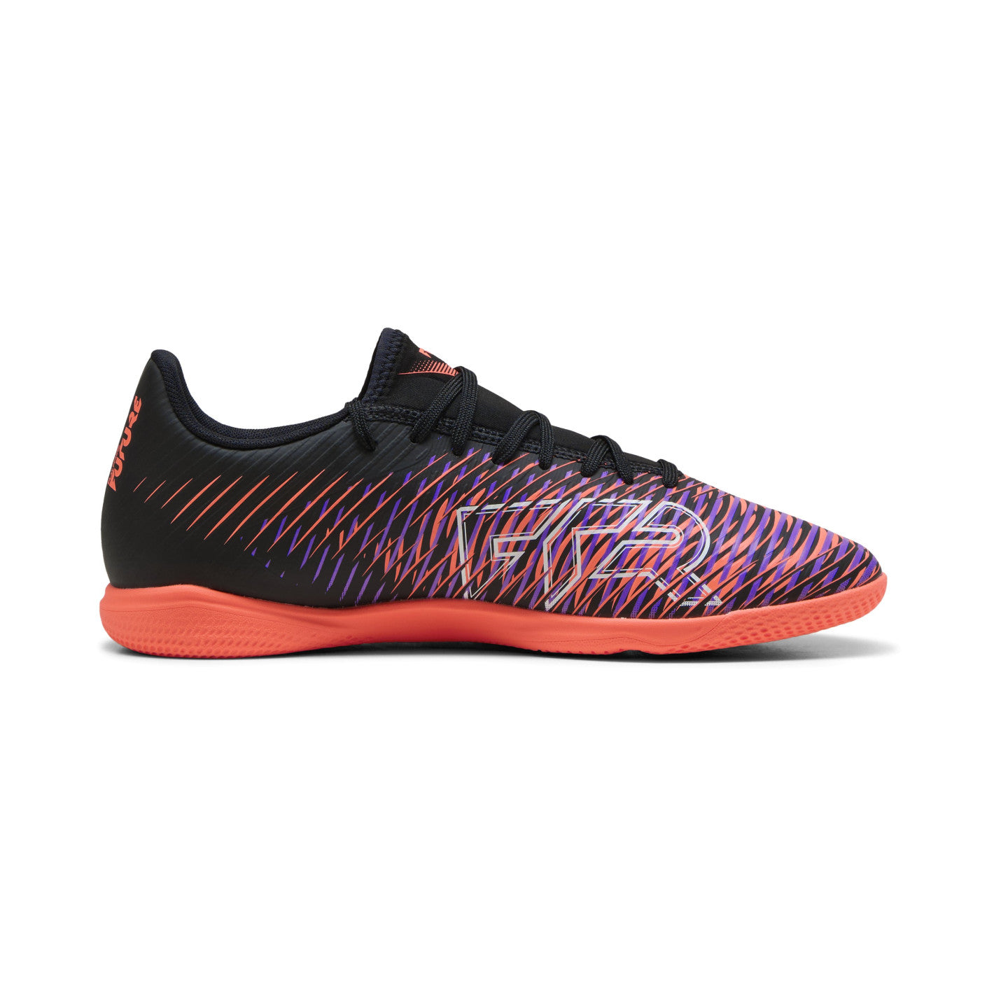 Puma Future 8 Play IT Indoor Football Shoes for Men - Black/Glowing Red - Lightweight Soccer Cleats with Enhanced Grip - Perfect for Indoor Training & Futsal Matches
