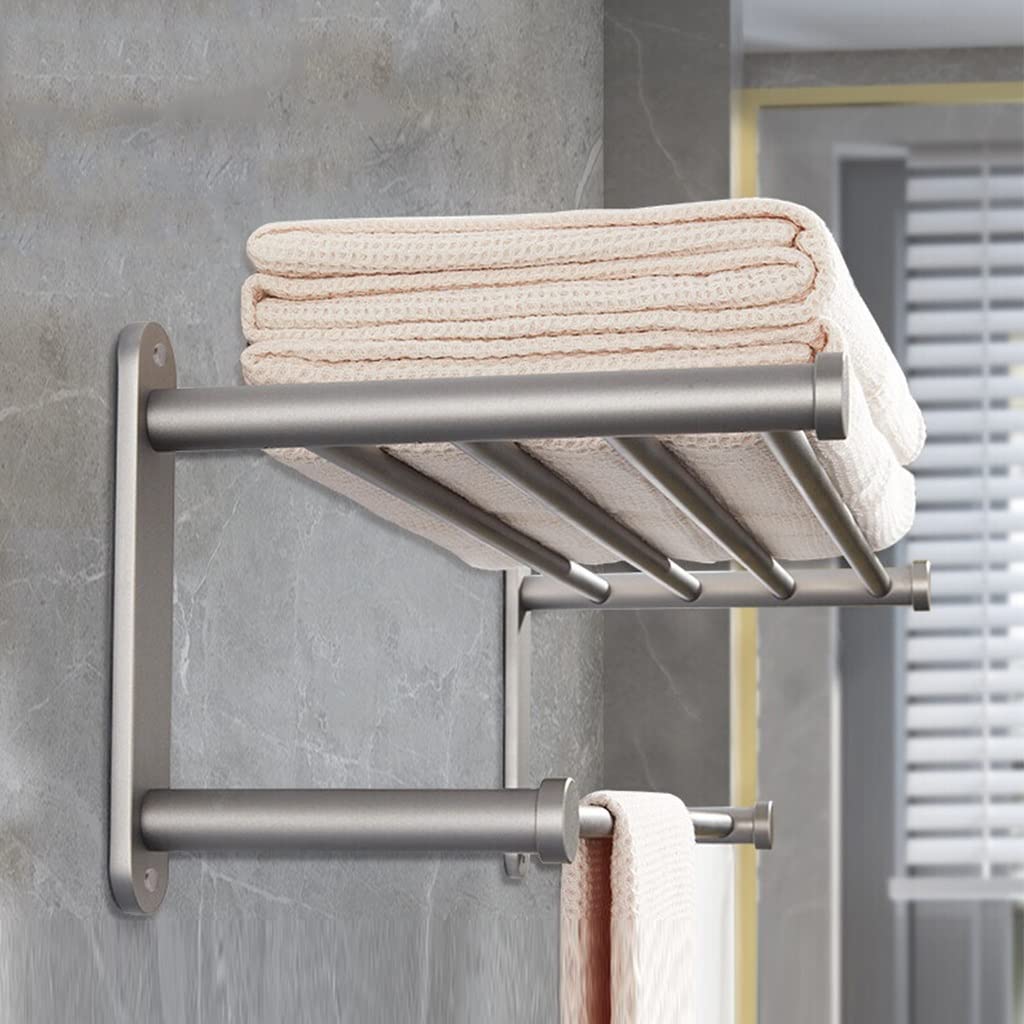 Premium Gray Aluminum Towel Rack - Heavy Duty Bathroom Towel Holder with Rust-Resistant Finish - Perfect for Bathrooms, Spas, and Laundry Rooms - Space Saving Wall Mount Design