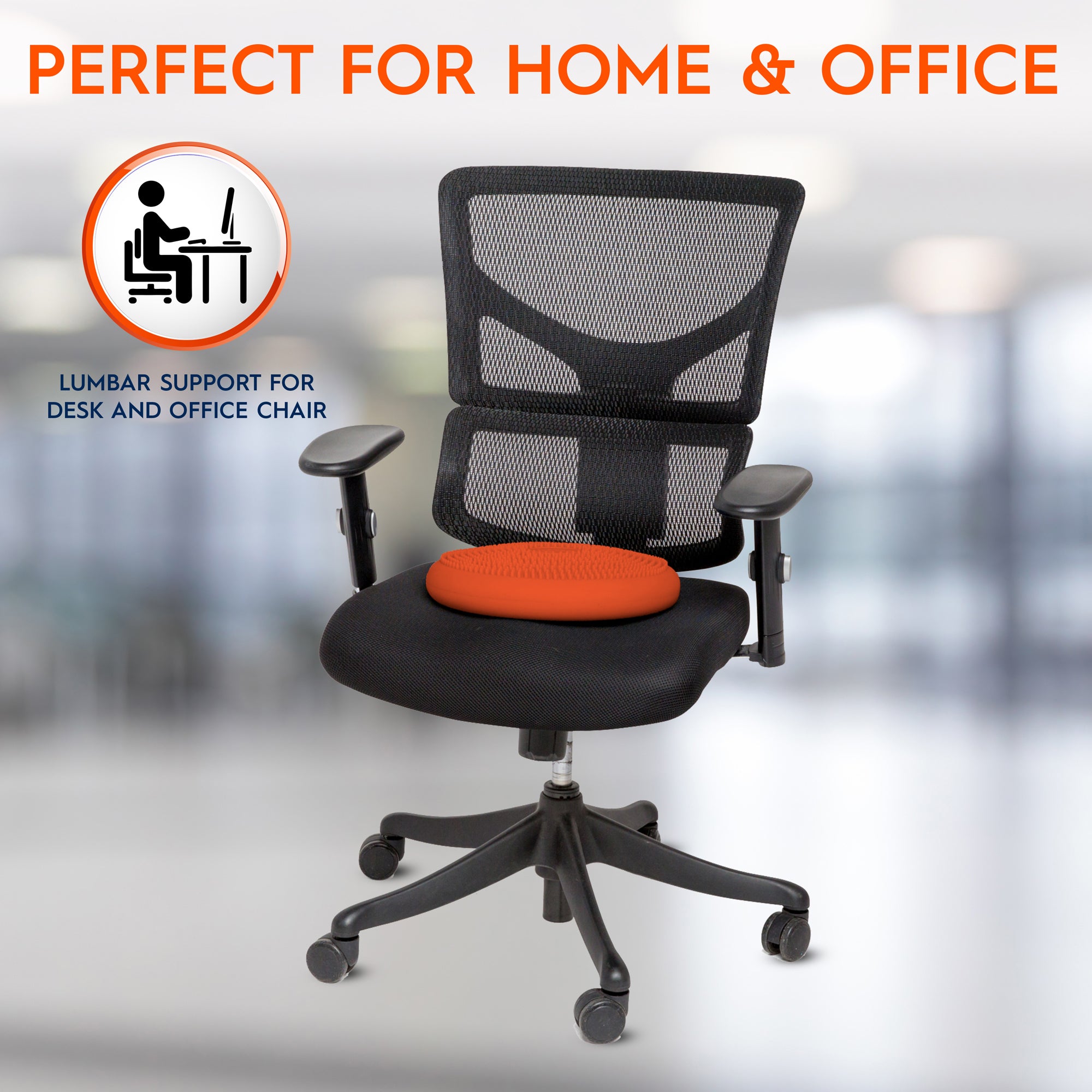 Bouncyband Big Wiggle Seat Sensory Cushion for Kids - Vibrant Orange - Improves Focus & Fidgeting - Ideal for Classroom, Homeschool & ADHD Therapy