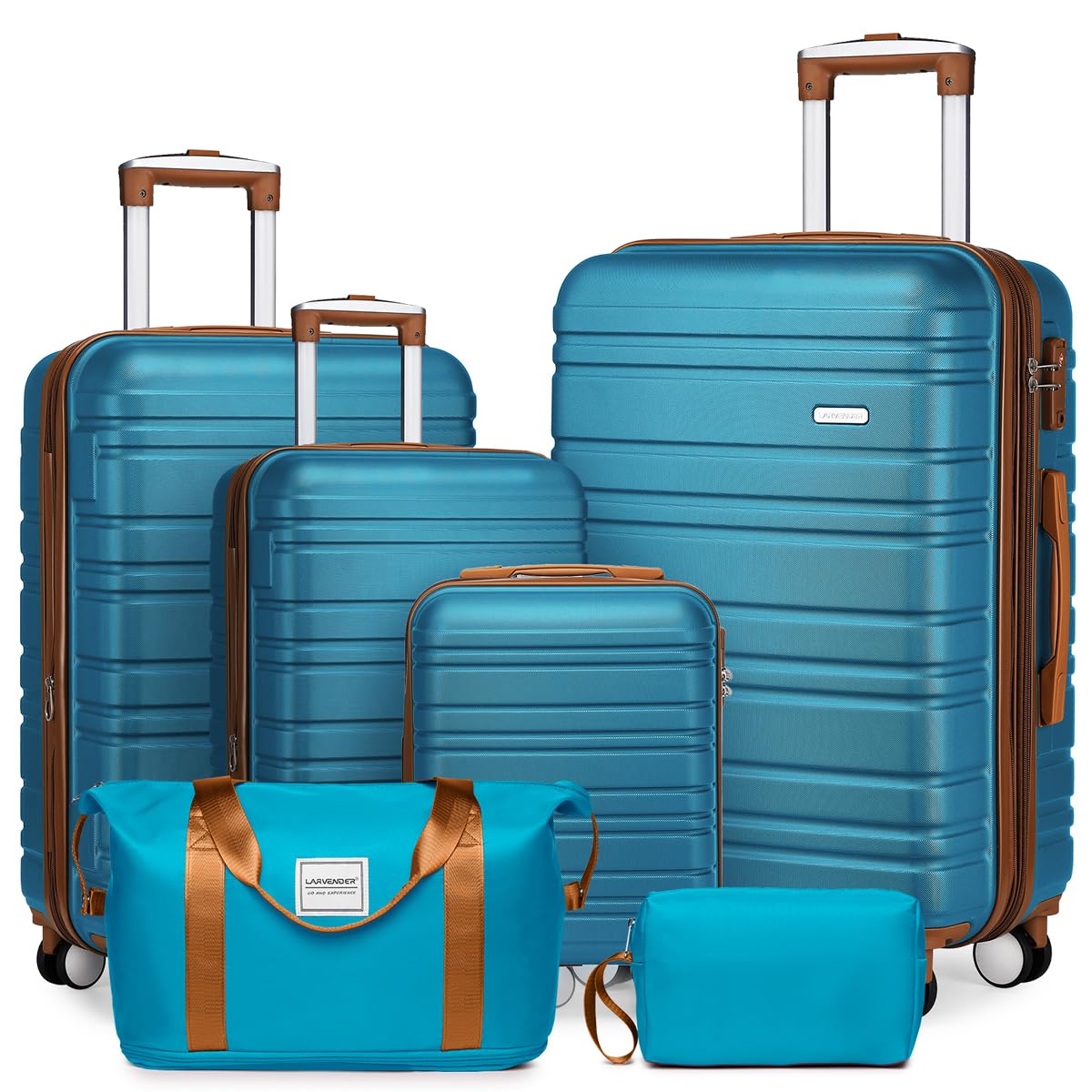 6-Piece Lavender Expandable Hardside Spinner Luggage Set with TSA Lock - Lightweight Carry-On Suitcase for Women (Blue) | Perfect for Air Travel, Business Trips & Vacation Packing
