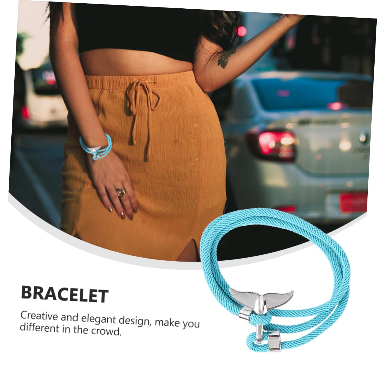 Whale Tail Bracelet Set of 2 - Nautical Rope Bracelets with Mermaid Tail Charm, Silicone Marine Bracelets for Women, Simple Boho Style Bangle - Perfect for Beach Vacation, Summer Accessories, and Ocean Lover Gifts