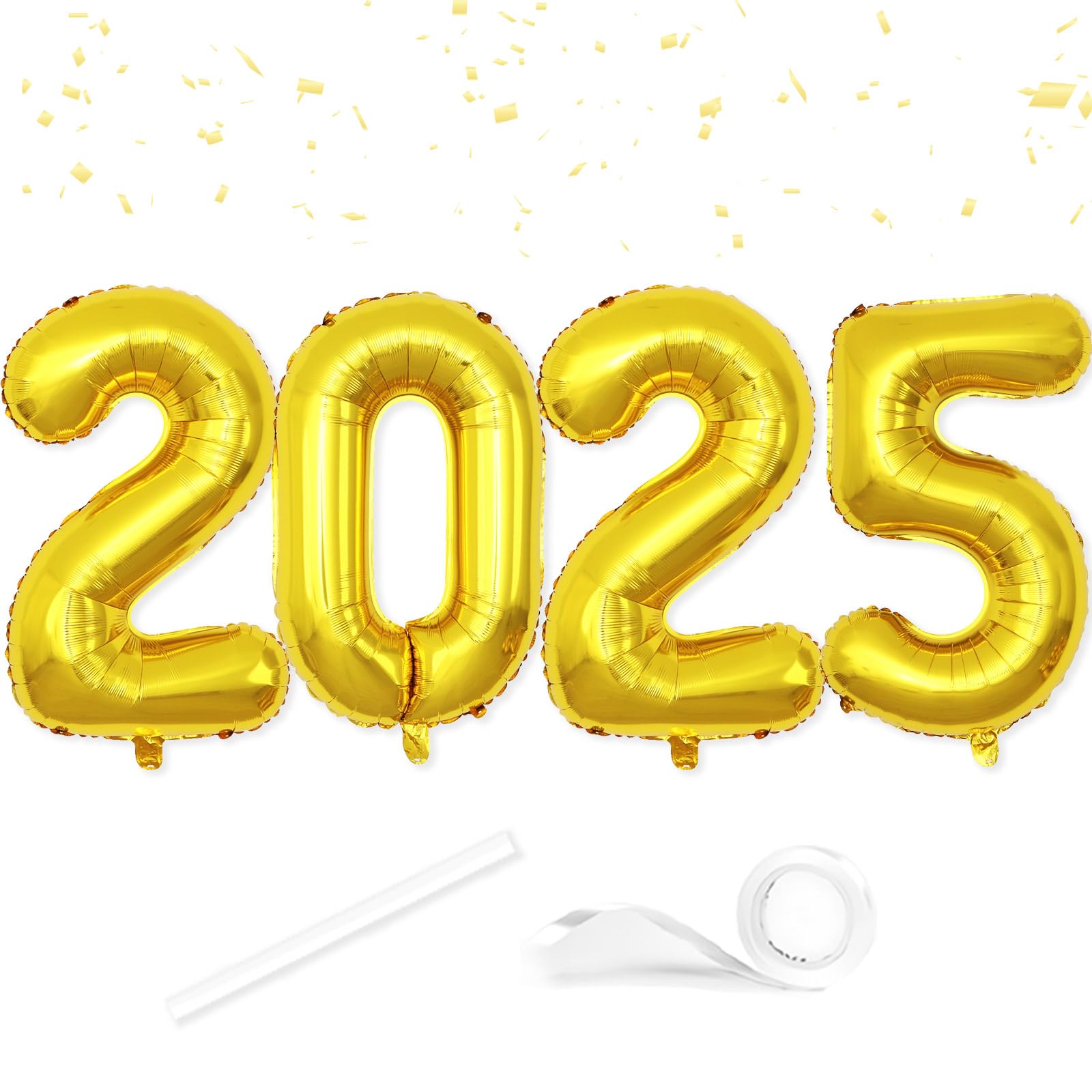 40 Inch Gold Number 2025 Balloons - Giant Foil Mylar Helium Balloons for New Year's Eve Party Decorations, 2025 Graduation Decor, New Year Countdown Celebration Supplies - Perfect for NYE Photo Backdrops & Birthday Party Decorations