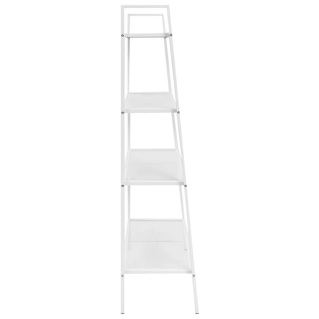 FAMIROSA 4-Tier Metal Ladder Bookcase - White | Modern Bookshelf for Living Room, Bedroom & Office | Space-Saving Storage Solution