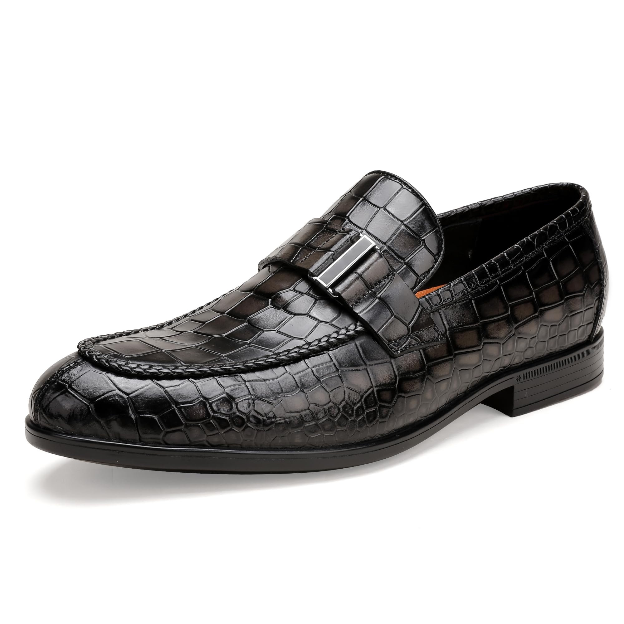 Men's Classic Leather Penny Loafers - Fashion Crocodile Print Business Dress Slip-On Shoes | Comfortable & Stylish for Office, Casual Wear & Formal Occasions