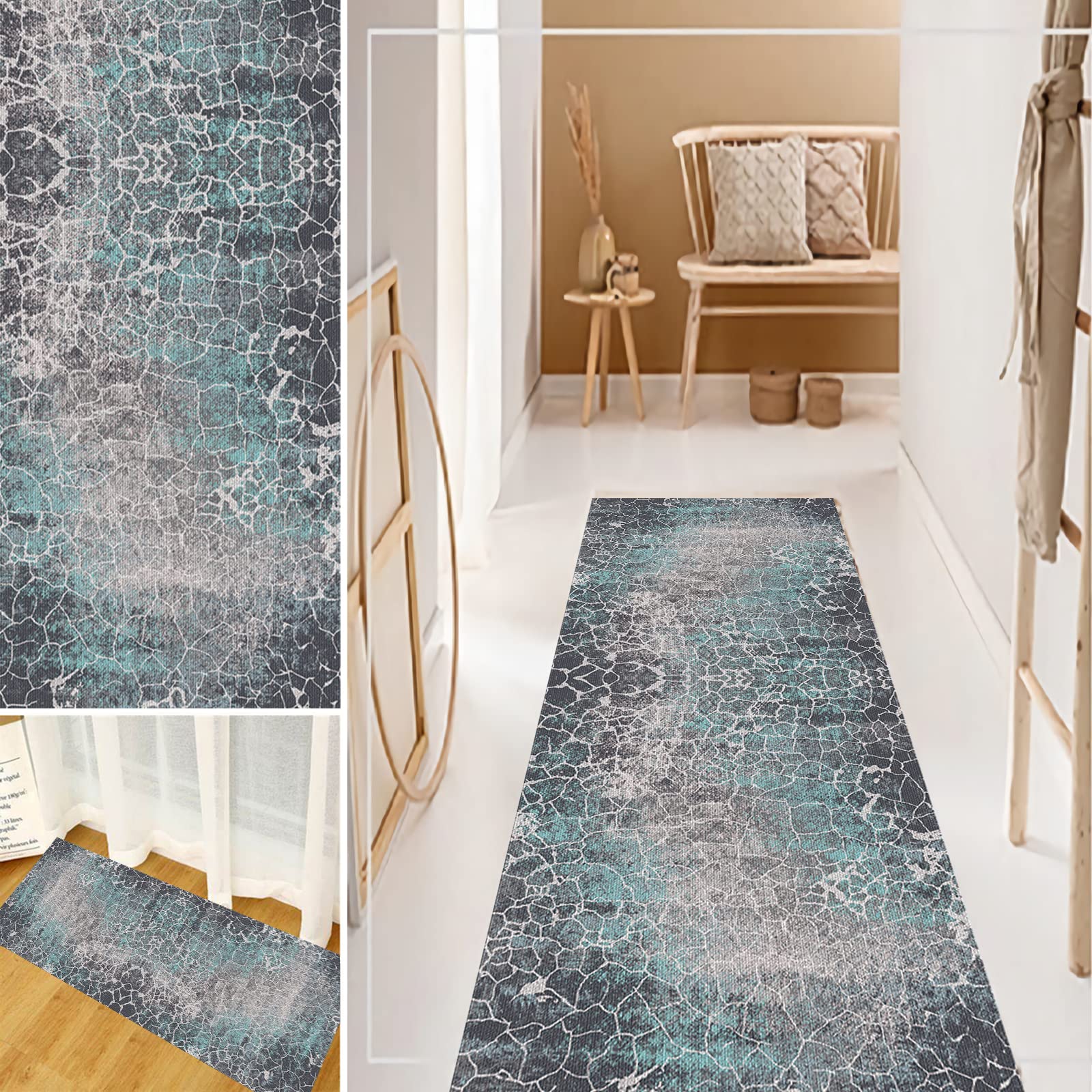 Non-Slip Modern Hallway Runner Rug 3'x14'8
