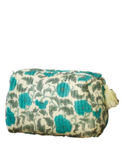 Handmade Cotton Handblock Printed Utility Travel Bag - Medium Size, Cream Color - Perfect for Weekend Getaways, Gym, Shopping & Daily Essentials Storage