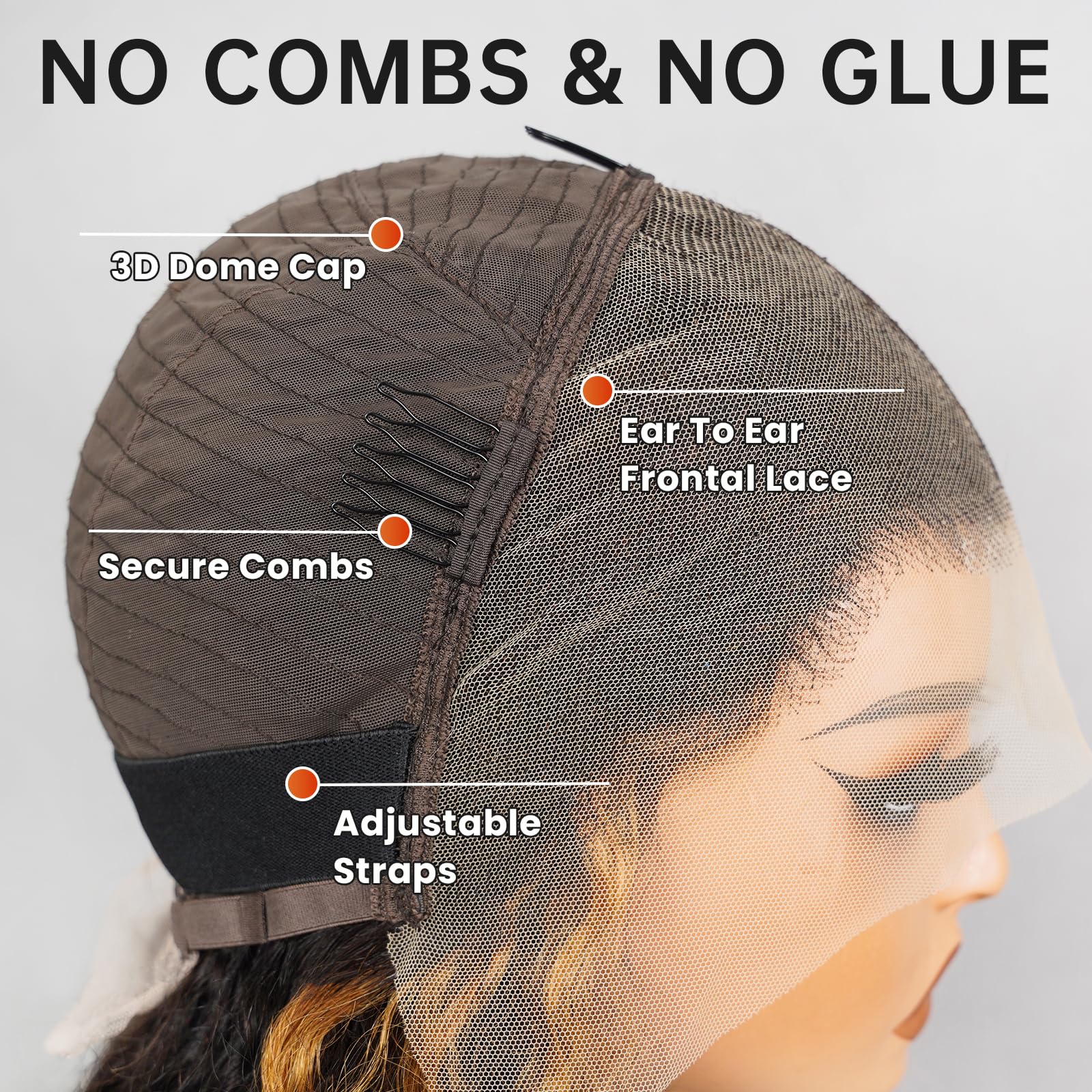 MEGALOOK 24 Inch Ombre Highlight Human Hair Lace Front Wig - Pre Plucked with Baby Hair, 13x4 Deep Wave Lace, 180% Density, Curly Wet & Wavy (FB30# Color) - Perfect for Cosplay, Daily Wear & Special Occasions