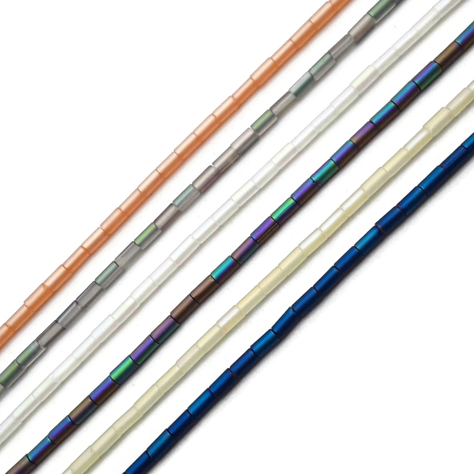 2x5mm Matte Crystal Glass Tube Beads - 15 Strands for Jewelry Making, DIY Crafts, and Bracelet Designs
