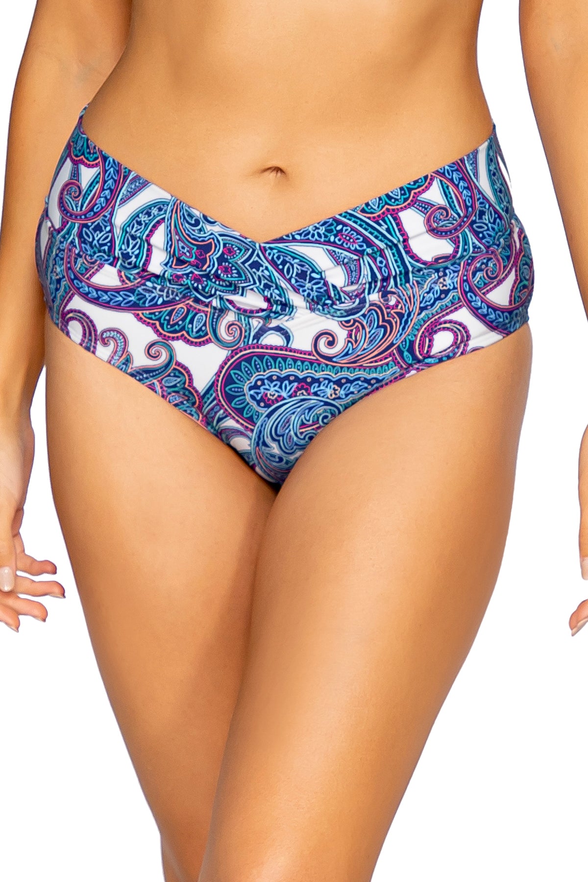 Summer Lovin' V-Front Regatta Paisley Print Women's Swimwear | Stylish One-Piece Bathing Suit for Beach, Pool & Vacation