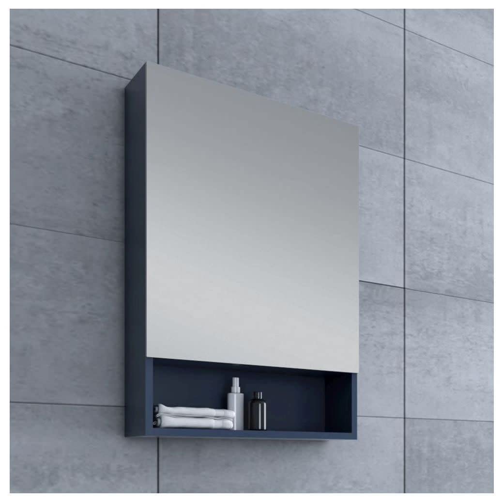 Fresca 24 Inch Gray Bathroom Medicine Cabinet with Small Bottom Shelf - Wall Mounted Mirror Storage for Bathroom Organization & Small Space Saving