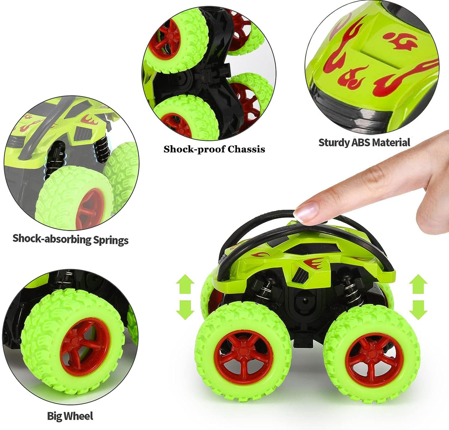 YINSHENG Pull Back Monster Trucks - 360° Rotating Car Toys for Toddlers Age 2-6 | Fun Birthday Gifts for Boys & Girls | Perfect for Indoor Play, Preschool Learning & Party Favors