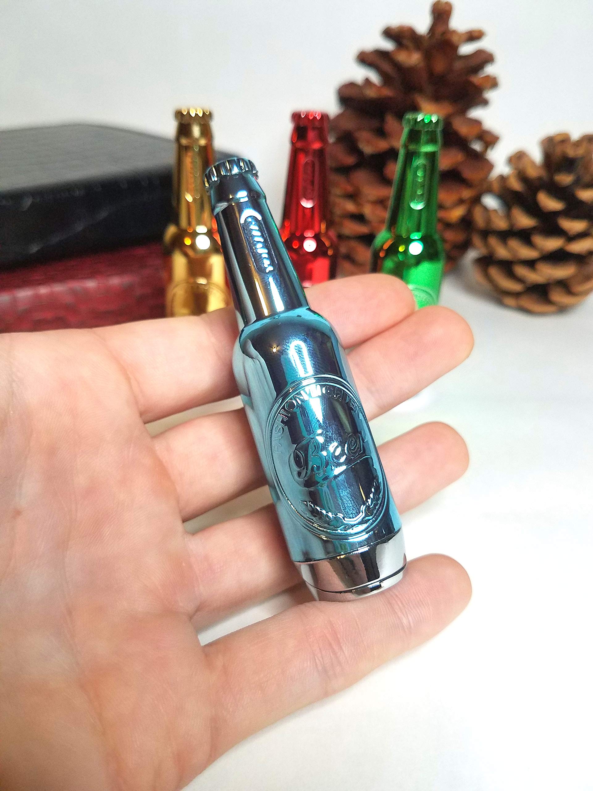 Beer Bottle Butane Lighter - Refillable Collectible (Green) for Camping & Gifts