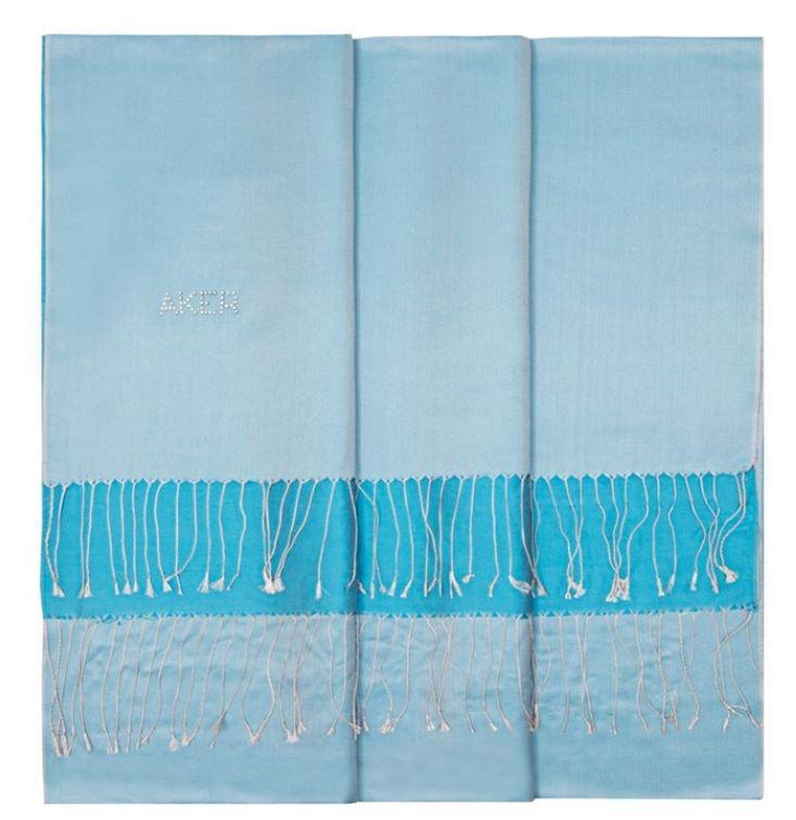 Elegant Bi-Color Blue Silk Shawl for Women - Soft & Luxurious Wrap Scarf - Perfect for Evening Parties, Weddings & Special Occasions