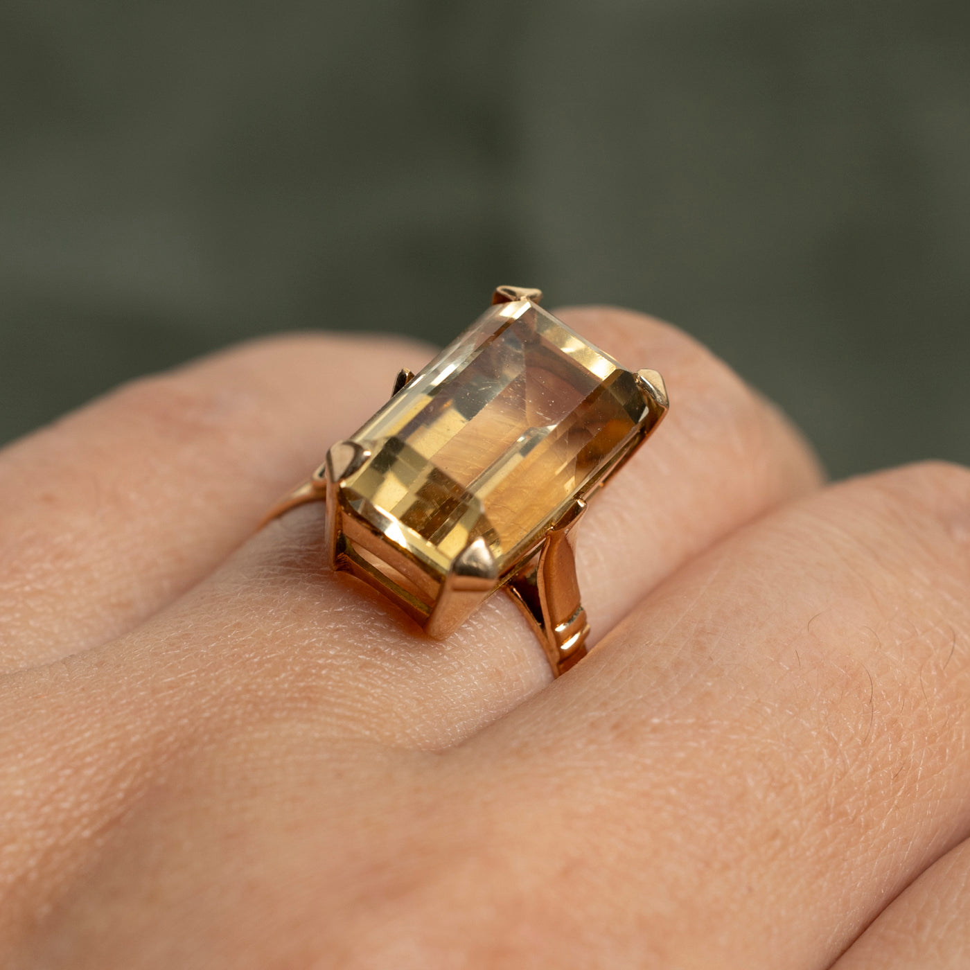 Emerald Cut Citrine Cocktail Ring - 10.42 Carat Natural Citrine Gemstone Ring - Size 7.5 - Elegant Statement Jewelry for Women - Perfect for Evening Parties, Weddings & Special Occasions