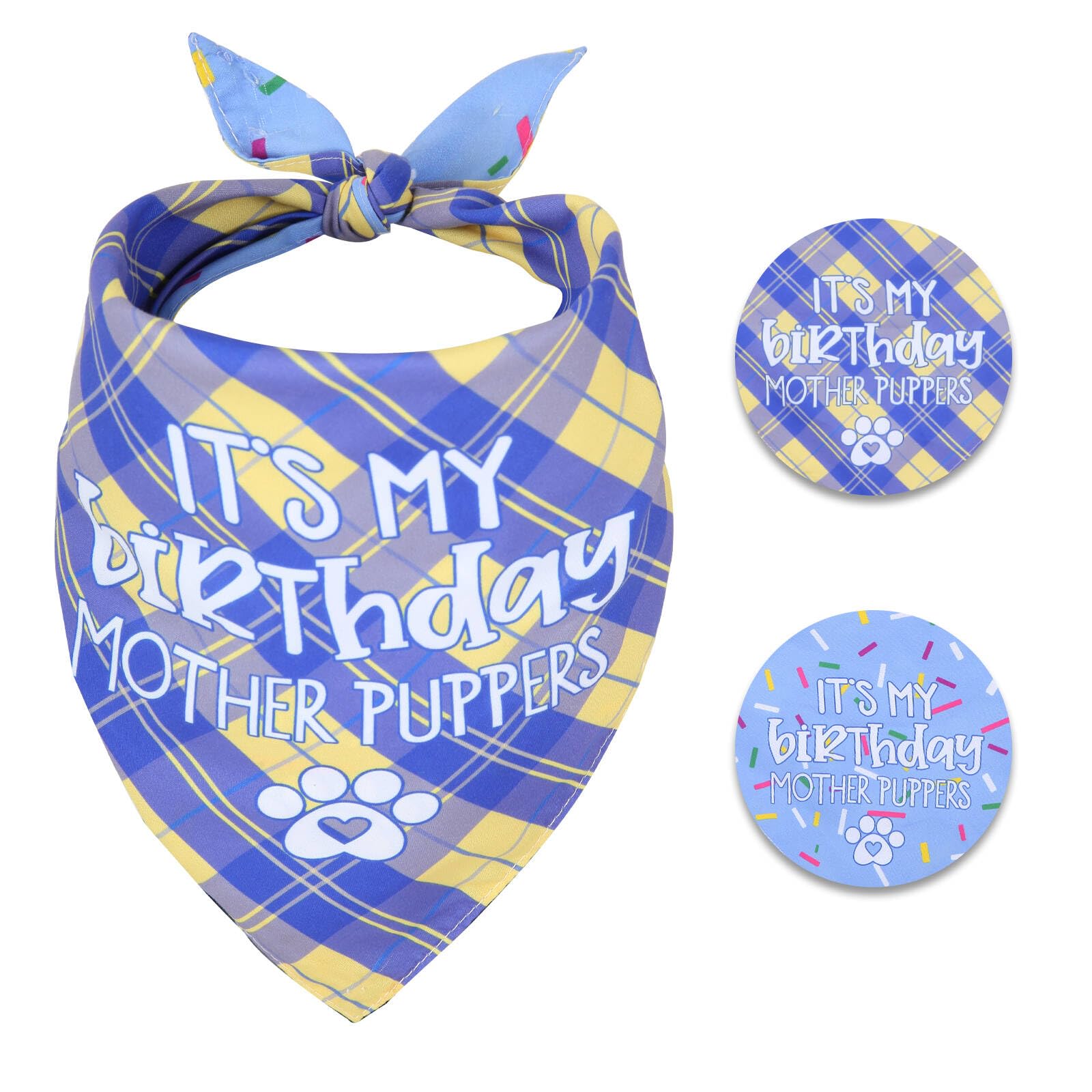 Reversible Dog Birthday Bandana - Small to Medium Size for Pets & Cats | Perfect for Dog Birthday Parties, Celebrations & Special Occasions