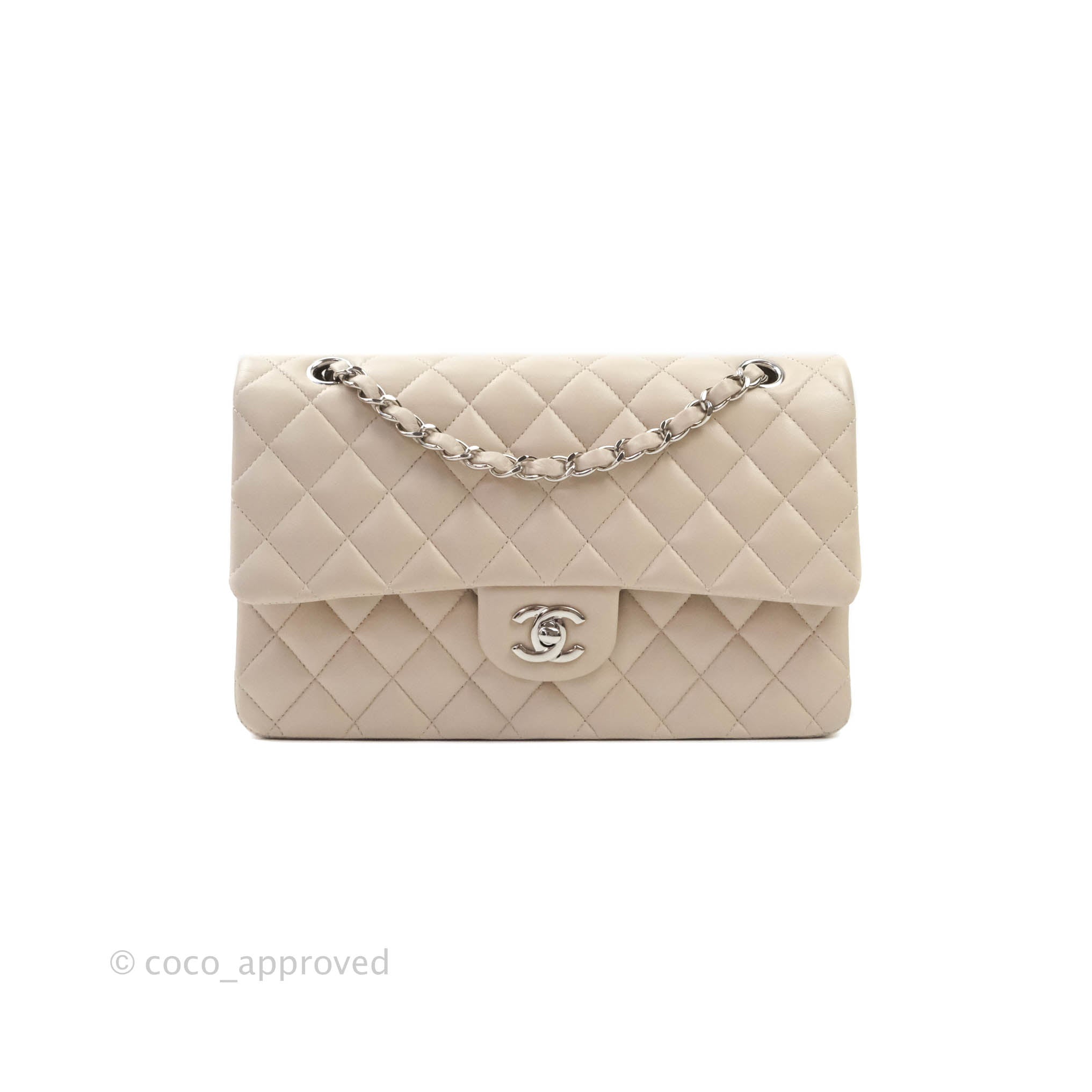 Chanel Classic Medium Double Flap Bag in Cream Lambskin with Silver Hardware - Perfect for Everyday Luxury & Special Occasions