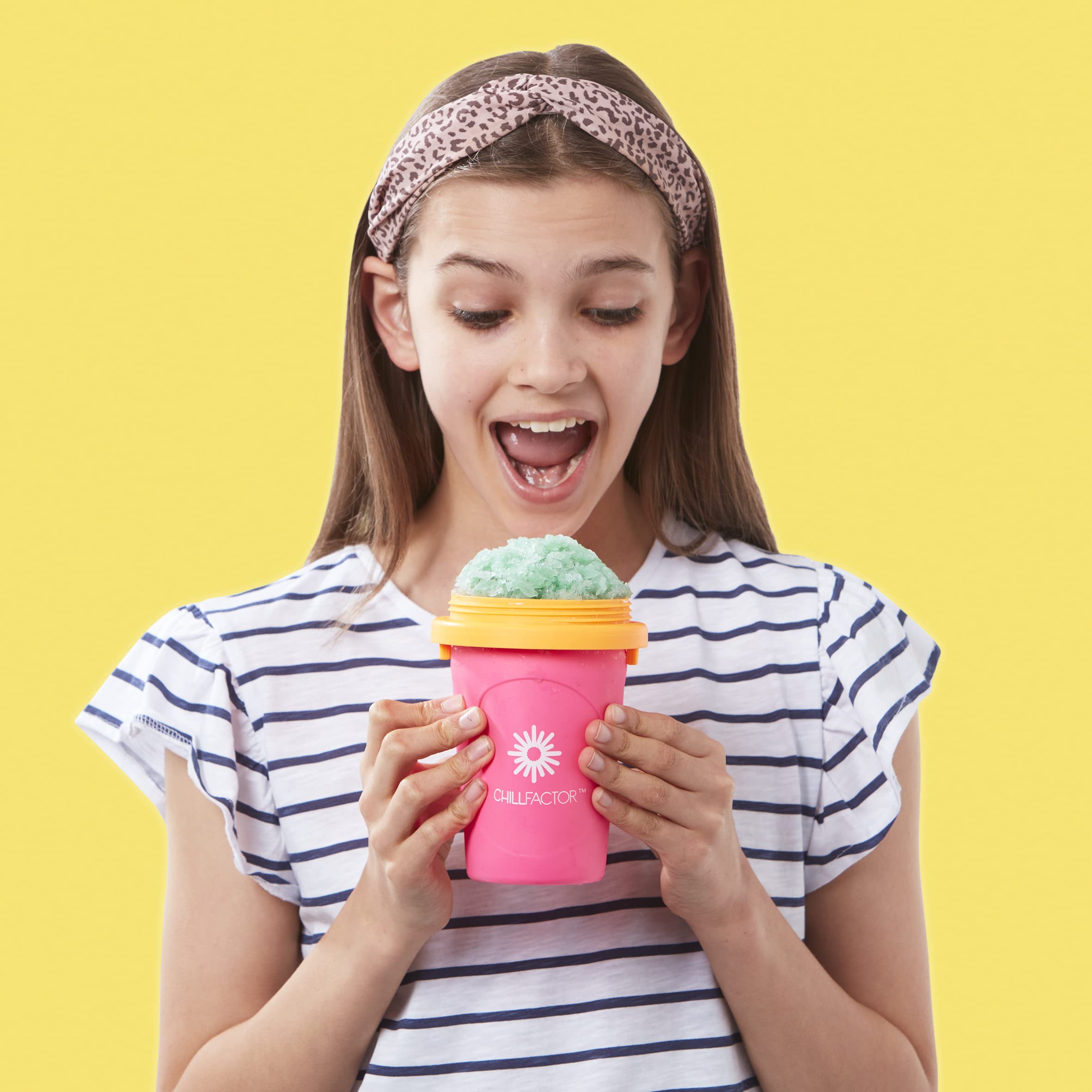 ChillFactor Slushy Maker Cup - Reusable DIY Slushie Maker for Kids & Adults, Neon Pink Frozen Drink Maker, Perfect for Summer Parties, Poolside Treats & Family Fun