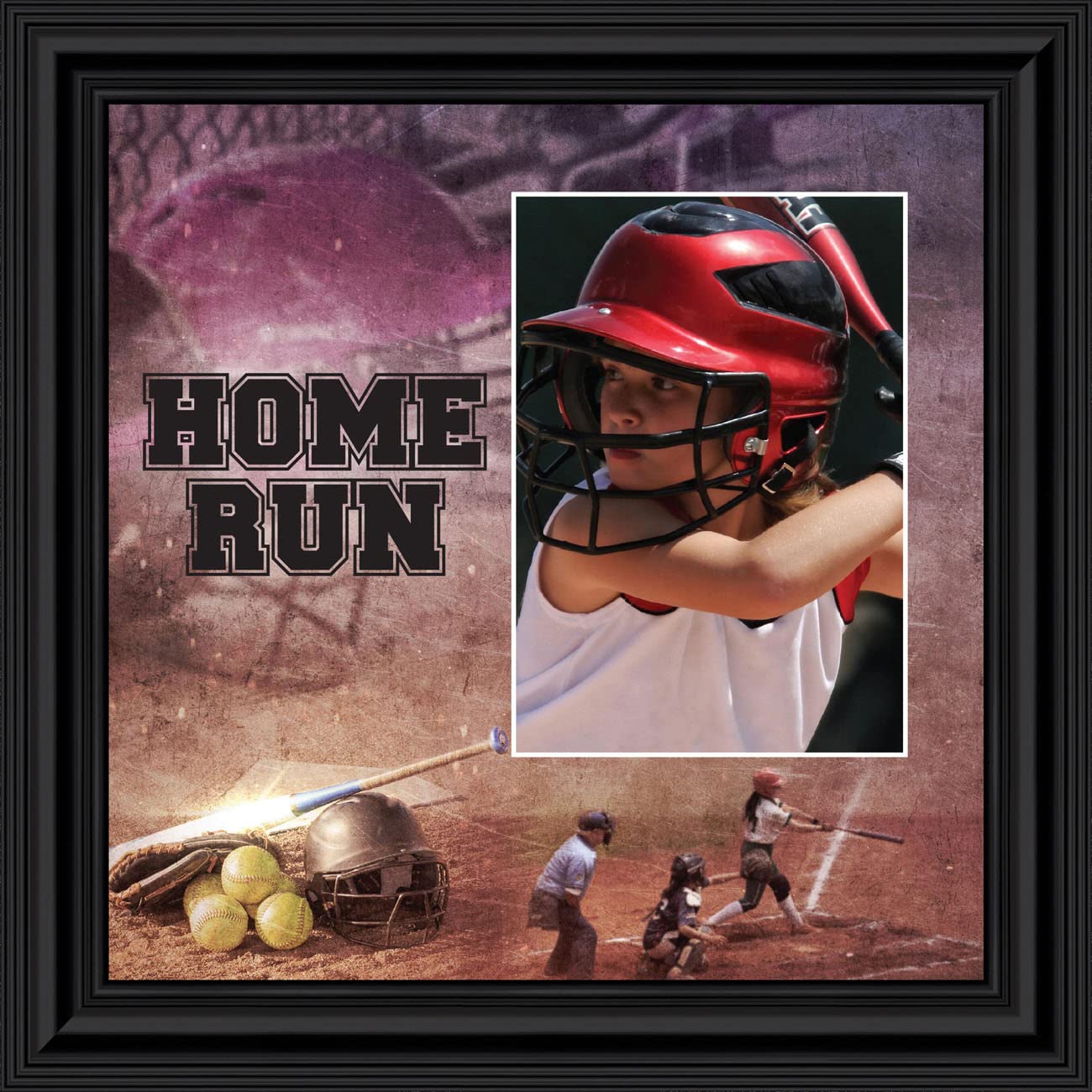 Home Run Softball Picture Frame 6365B - Perfect for Displaying Sports Memories in Bedroom, Office, or Man Cave