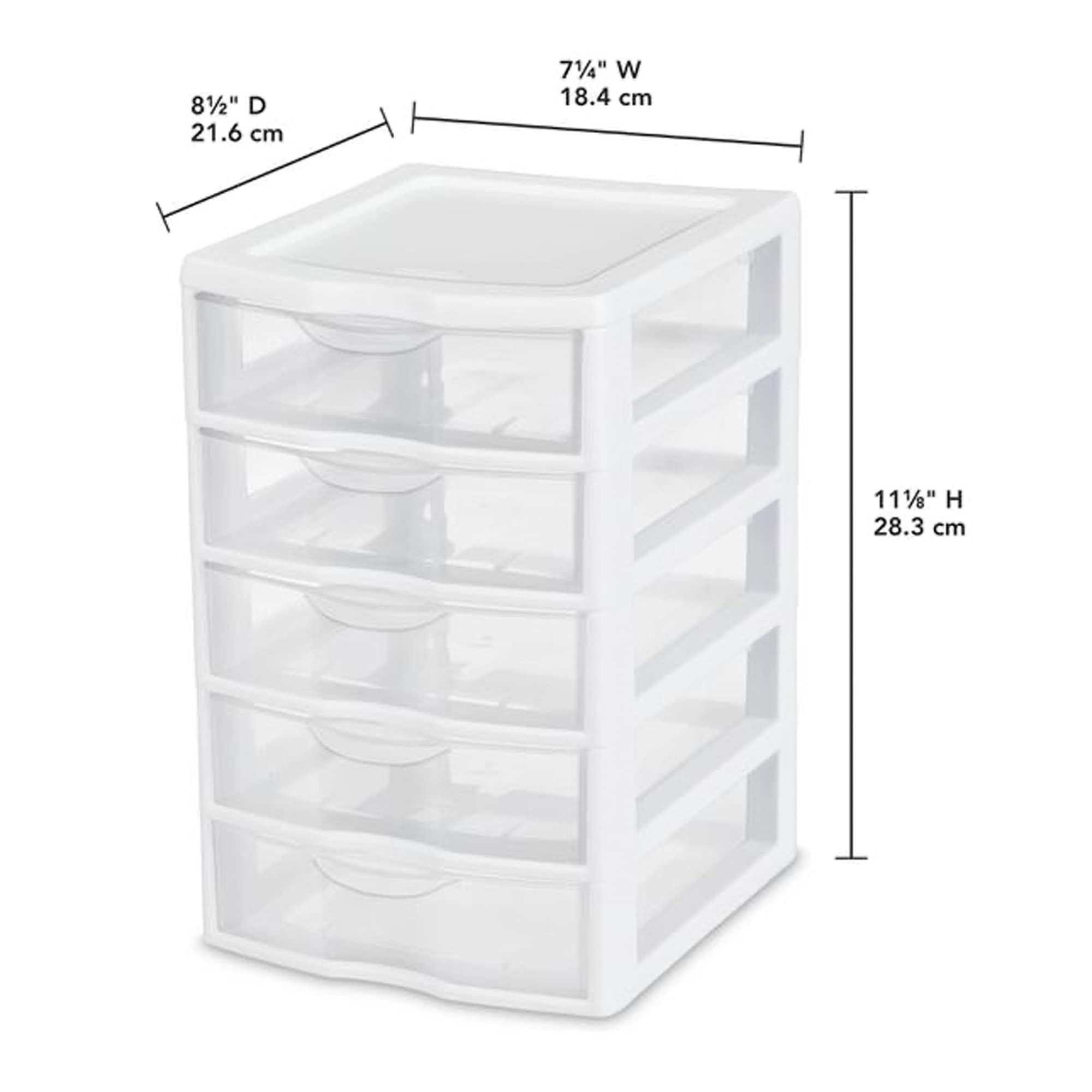 Sterilite Small 5-Drawer Desktop Storage Organizer - White with Clear Drawers (12-Pack) | Compact Tabletop Organizer for Home Office, Bathroom Countertop & Workspace | Perfect for School Supplies, Makeup Storage & Craft Organization