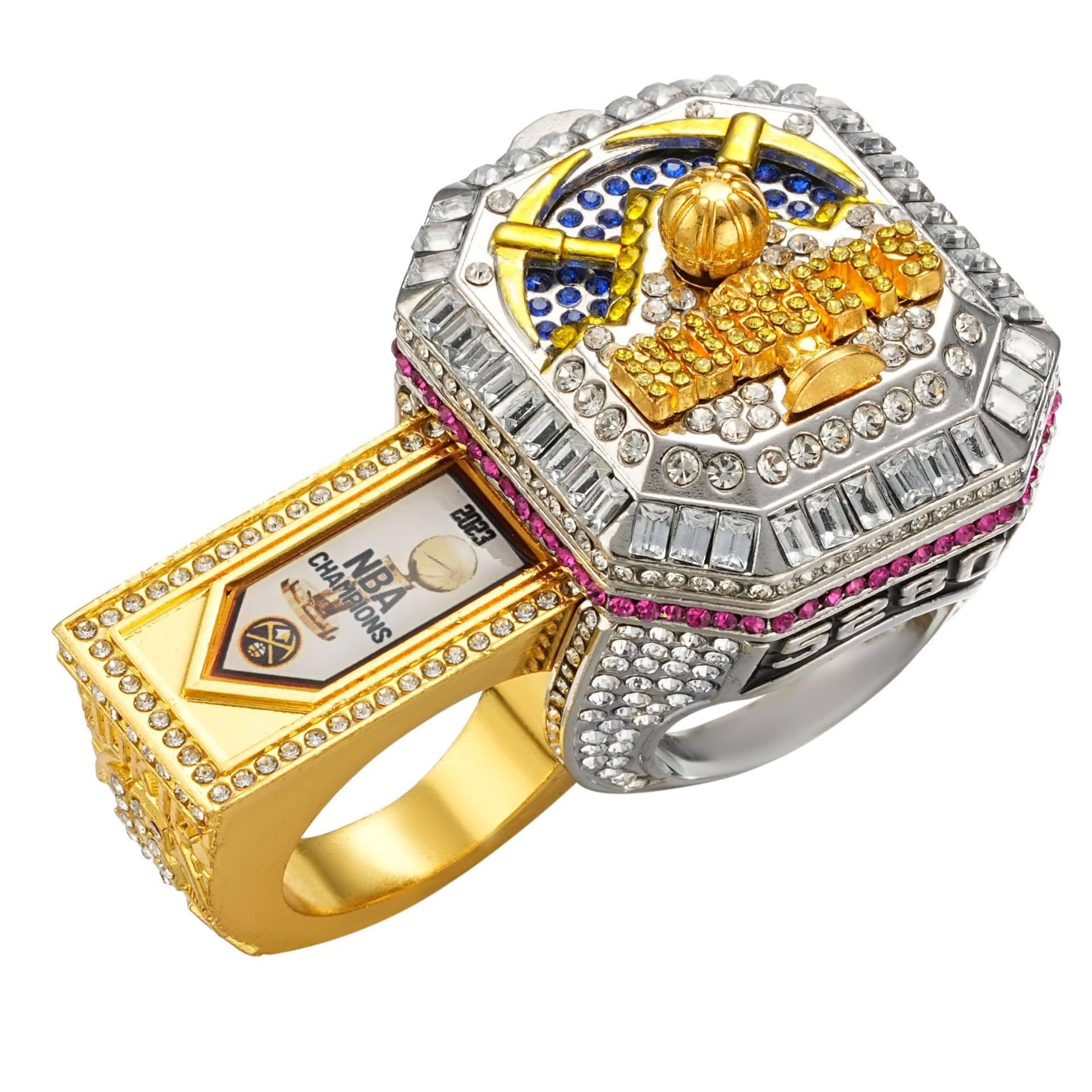 Denver Nuggets 2023 NBA Championship Ring - Official Replica Collectible for Men, Kids & Fans - Perfect Gift for Basketball Enthusiasts with Wooden Display Box - Great for Sports Memorabilia Collections & Fan Cave Decor