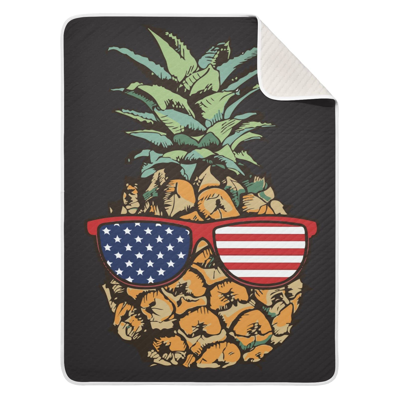 JIPONI Super Soft & Warm Baby Blanket - American Flag Pineapple Design Personalized for Boys & Girls (30x40 Inch) | Perfect for Nursery, Stroller & Gift Giving