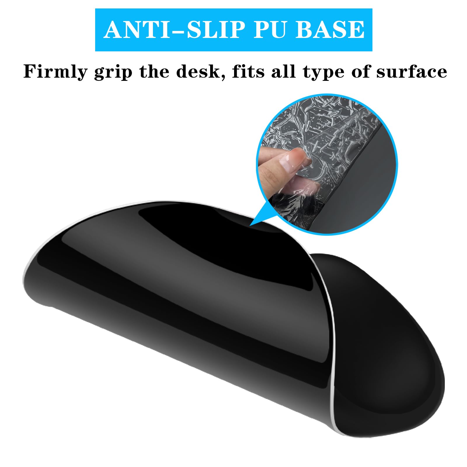 Ergonomic Mouse Pad with Comfortable Gel Wrist Rest - Non-Slip PU Base for Pain Relief During Work & Gaming - Durable & Washable Computer Accessory (Black) - Perfect for Office, Home & Gaming Setups