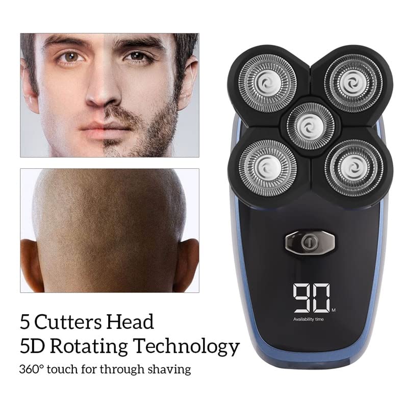 Best Electric Razor for Men - 5D Floating Head USB Rechargeable Shaver with Bald Clipper & Beard Trimmer | Waterproof & Washable | Perfect for Travel, Home & Gym Use