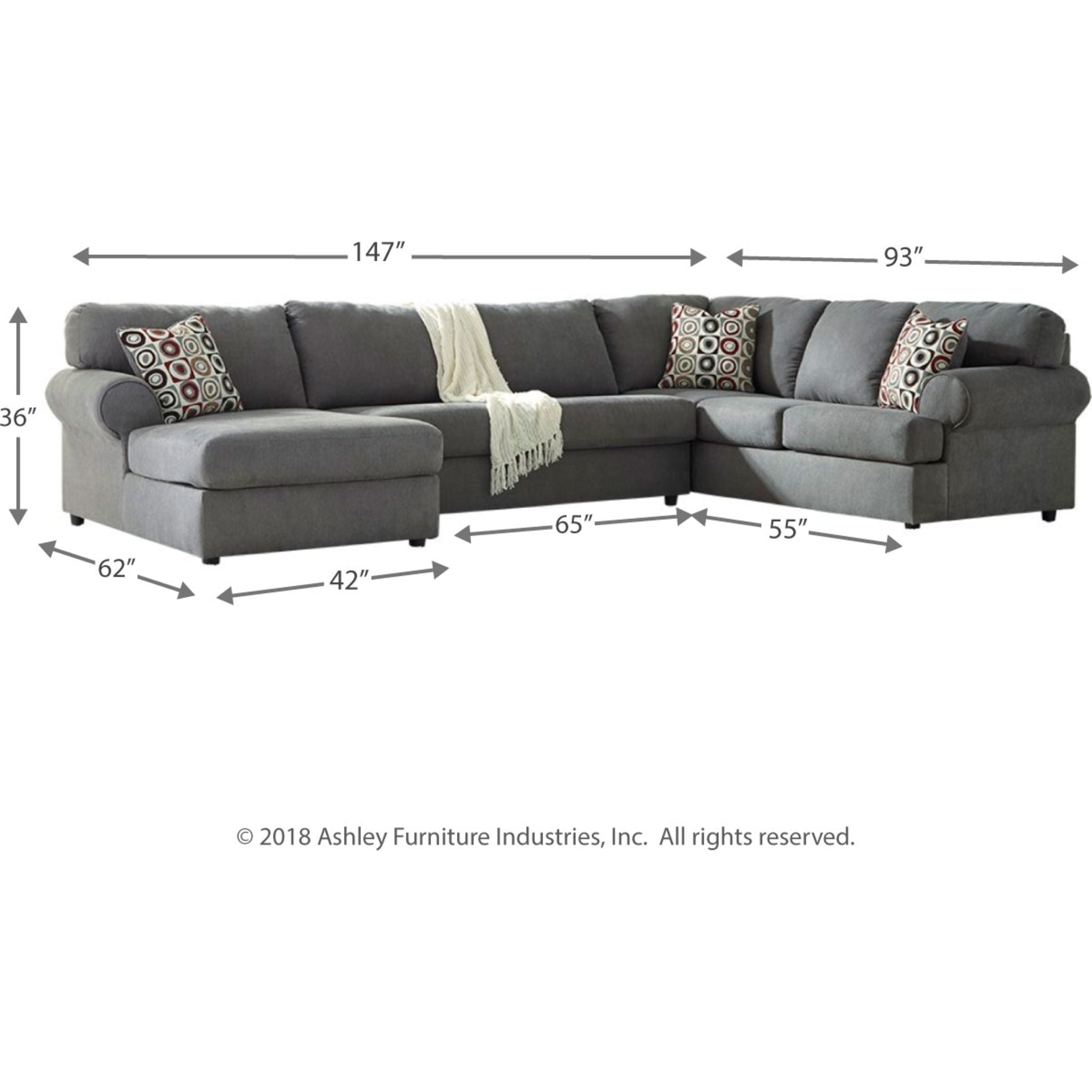 Arlie 3-Piece Sectional Sofa Set with Reversible Chaise - Modern L-Shaped Couch for Living Room, Family Room & Apartment - Soft Fabric Upholstery, Comfortable Seating