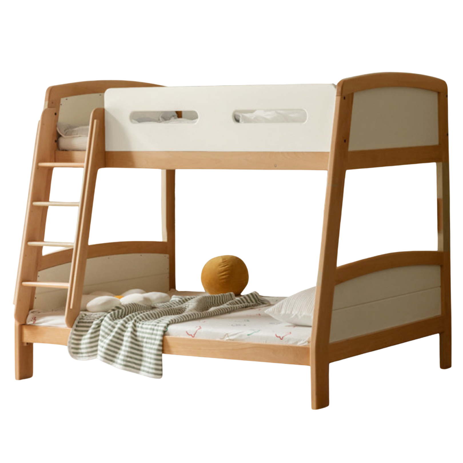 Solid Wood Poplar Kids Bunk Bed with Ladder & Guardrail - Space-Saving Multifunctional Loft Bed for Small Rooms, Dorms & Shared Kids Bedrooms