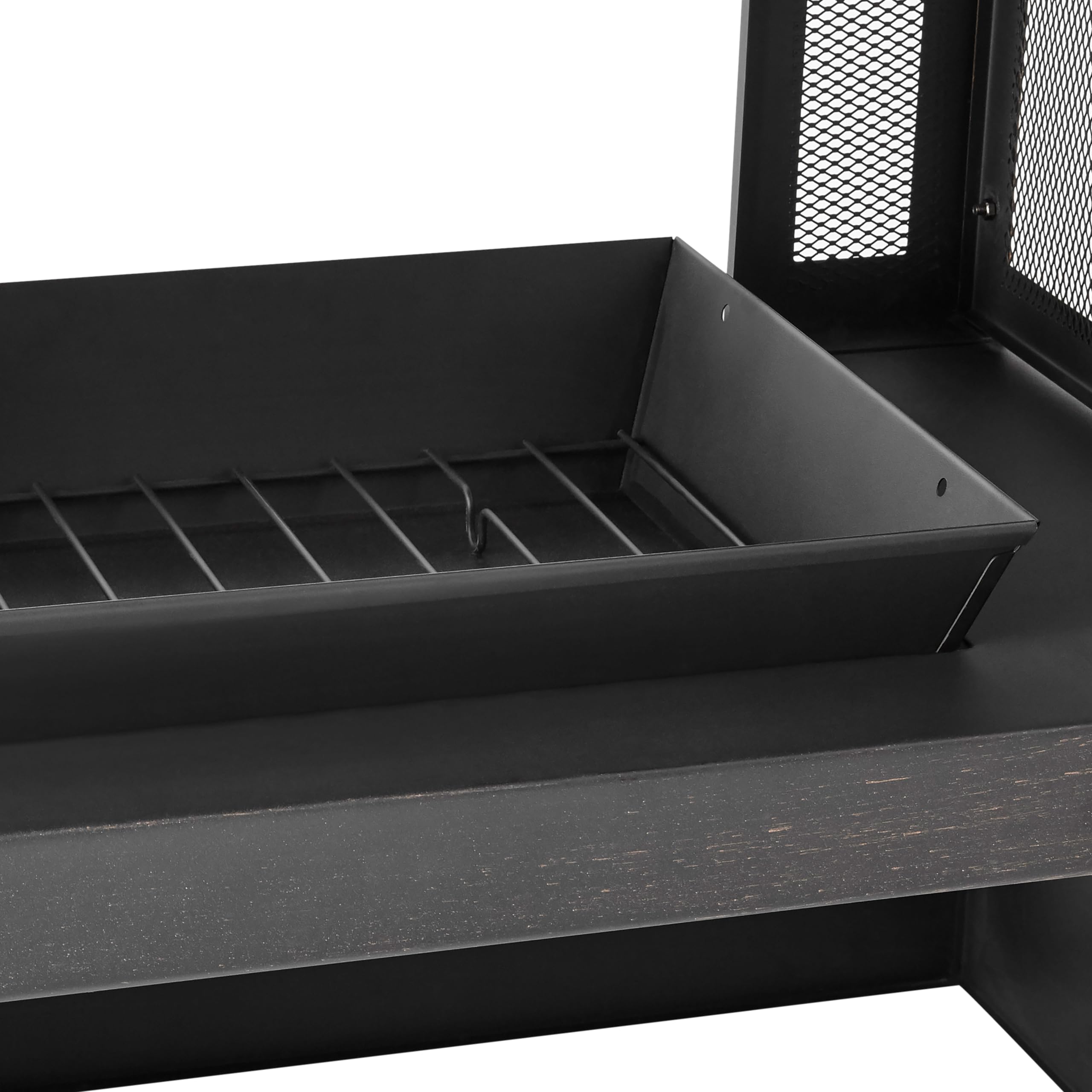 Black SRLF370 Wood Burning Fireplace with Log Rack & Tool Set - Classic Indoor/Outdoor Fireplace for Patio, Backyard, and Living Room Heating