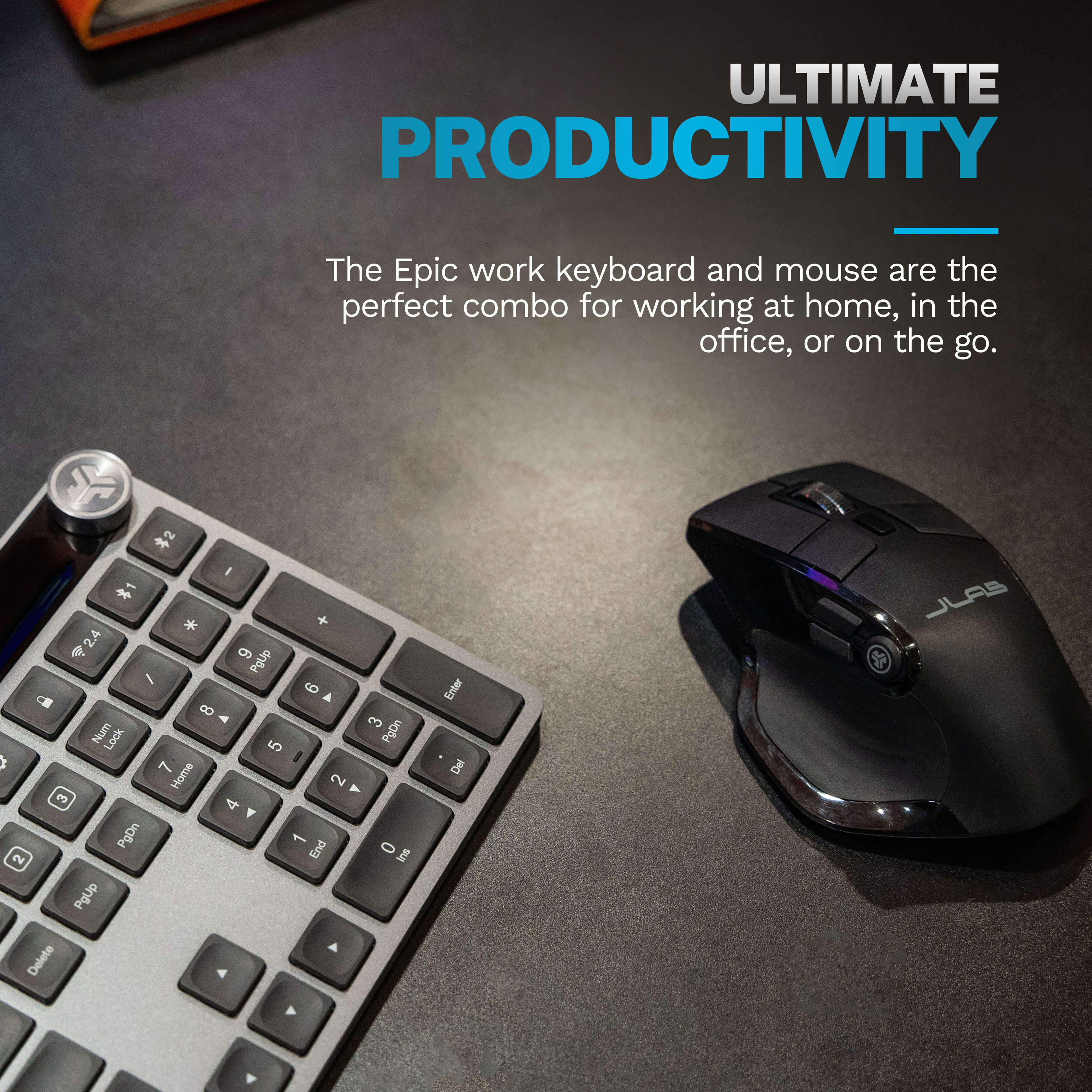 JLab Epic Wireless Keyboard and Mouse Combo - Ergonomic Design for Home, Office, and Gaming Use